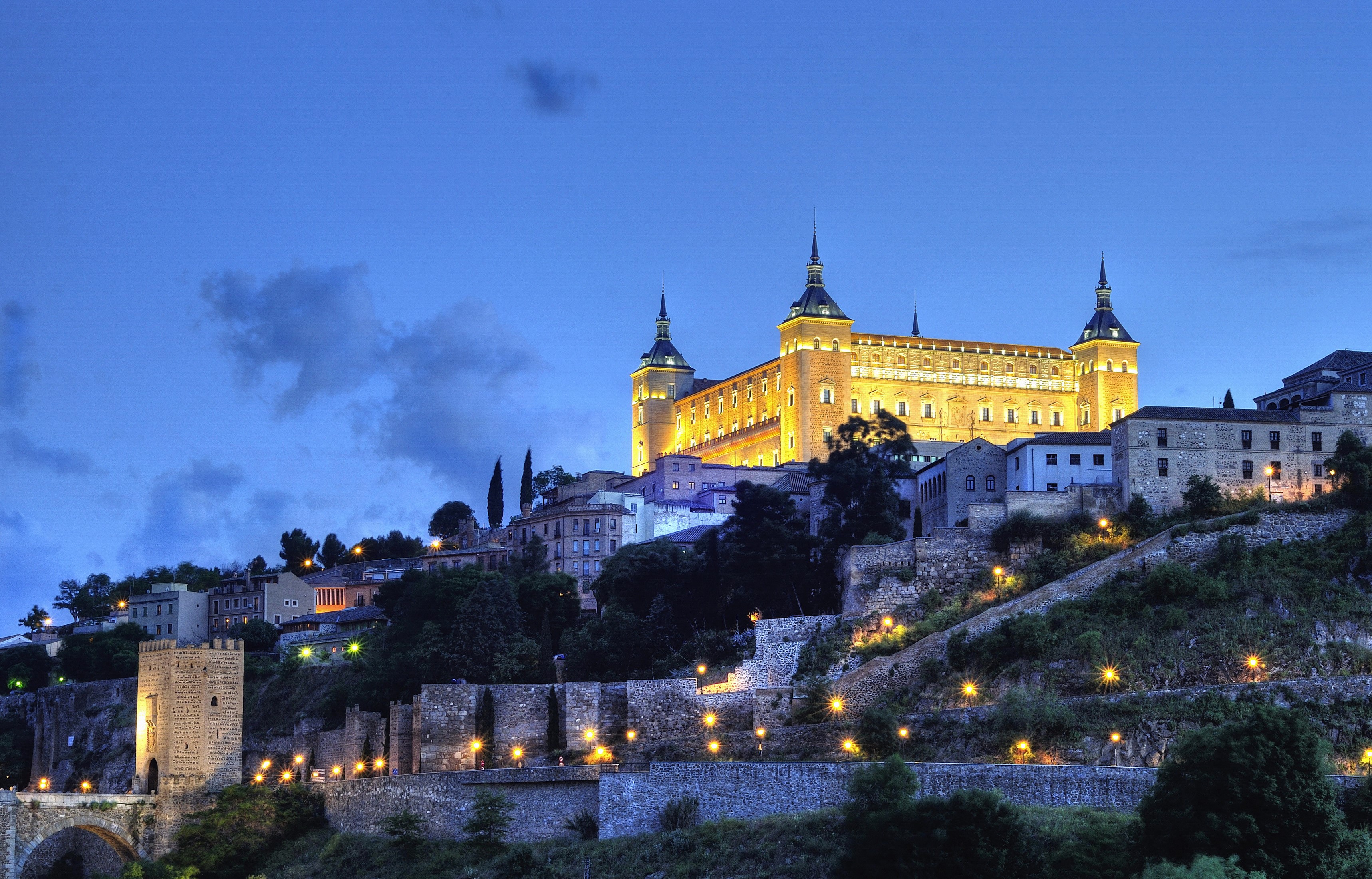 Alcazar of Toledo, Spain at Night HD Wallpaper