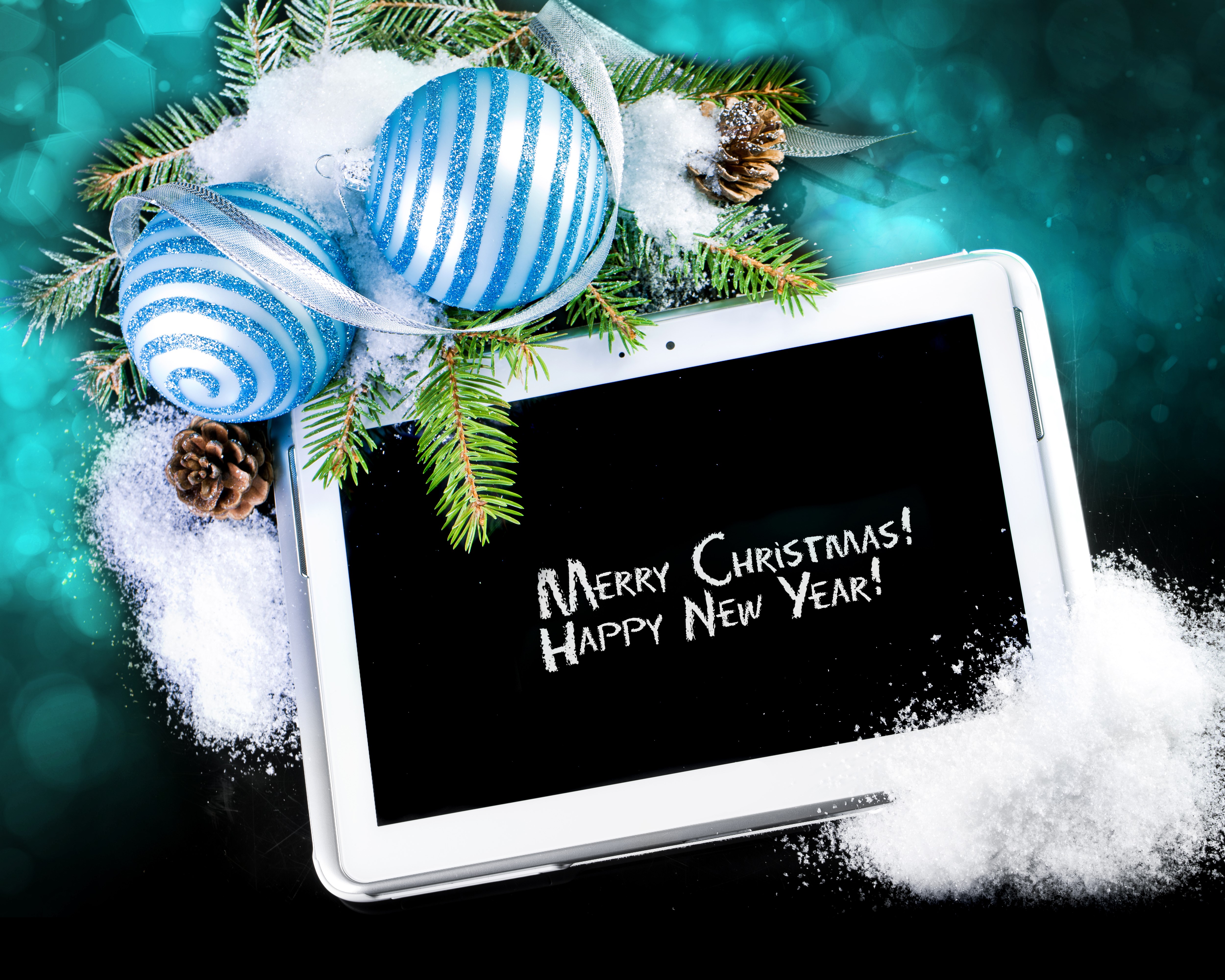 Christmas and New Year tablet decoration HD Wallpaper