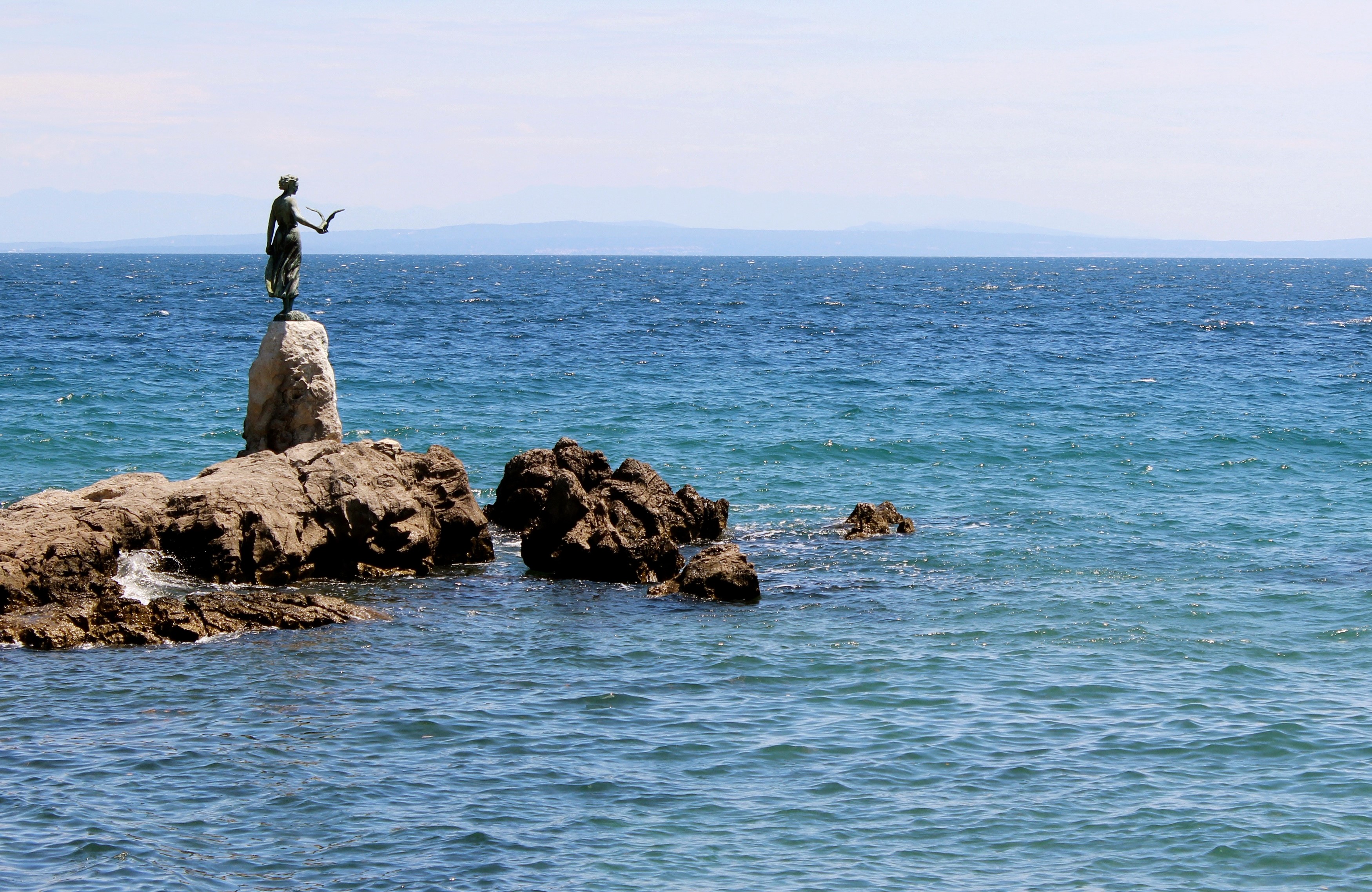 Statue of Maiden with Seagull in Opatija, Croatia HD Wallpaper