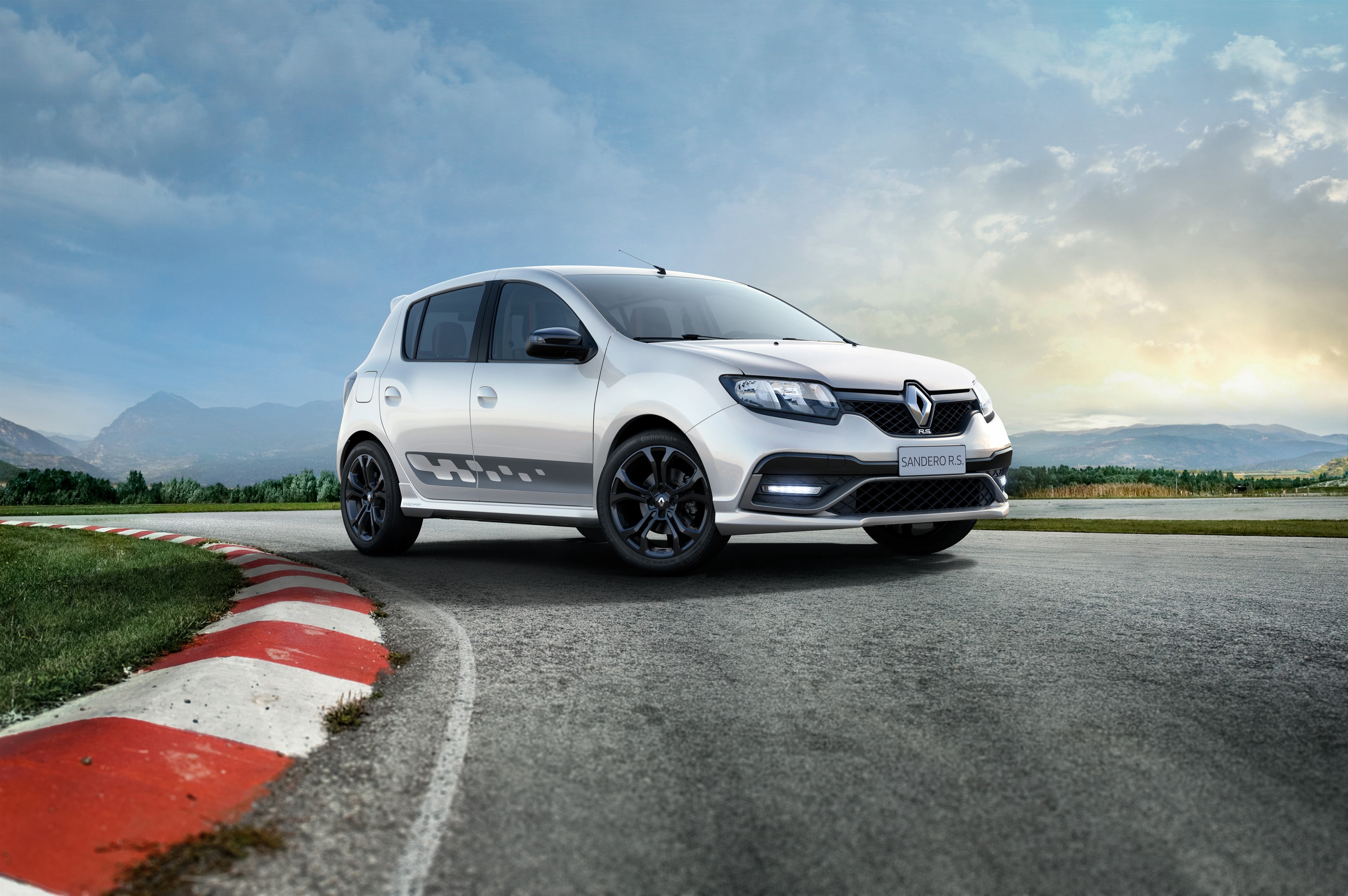 White 2015 Sandero RS Renault on Asphalt HD Wallpaper