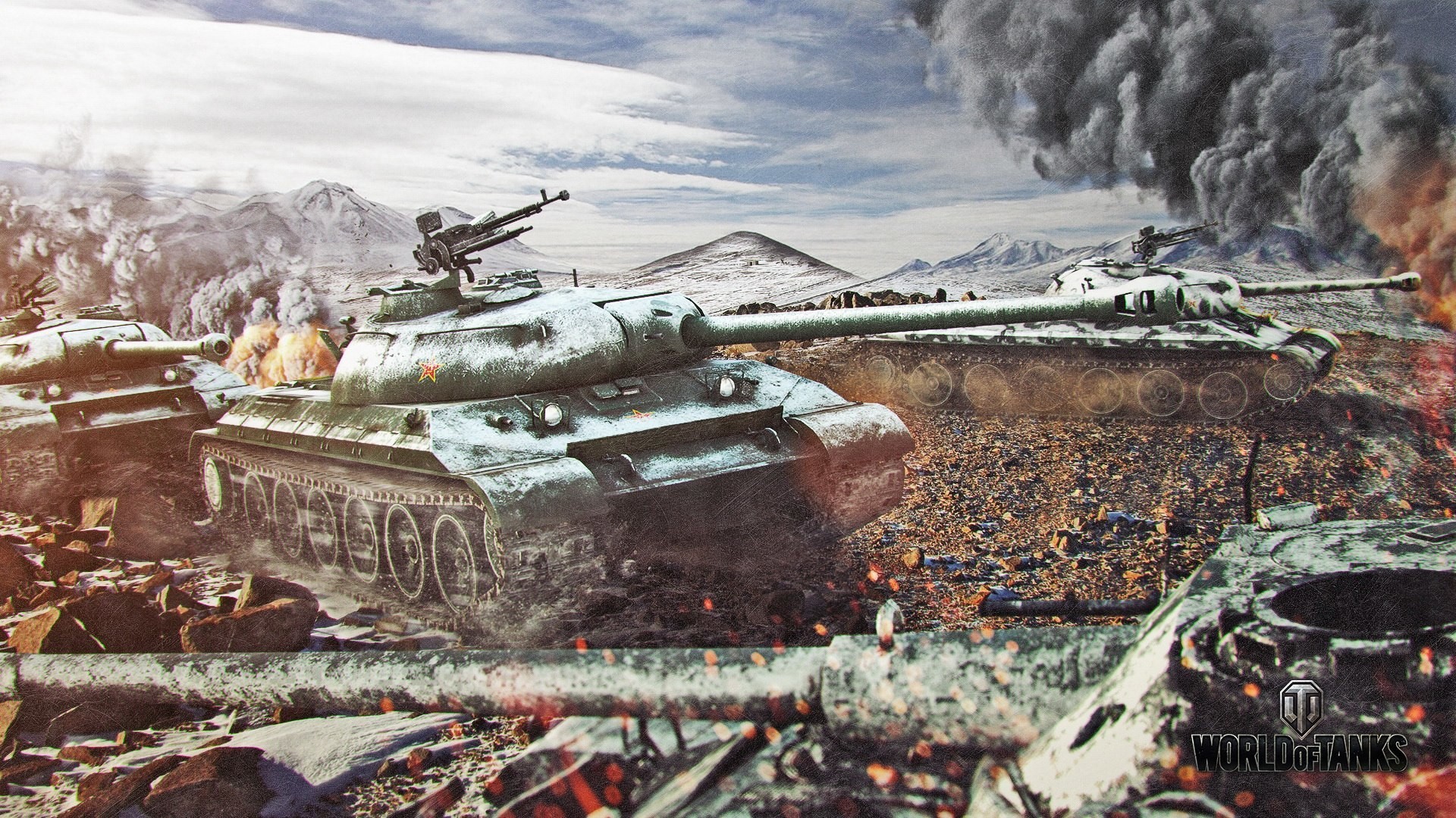 World of Tanks battle scene HD Wallpaper