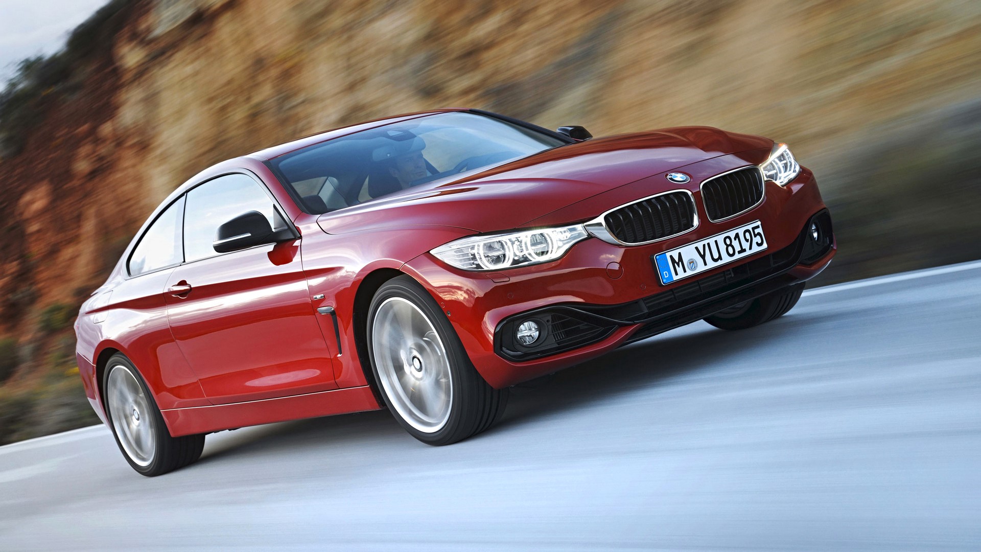 Red BMW 4 Series Coupe in Motion HD Wallpaper