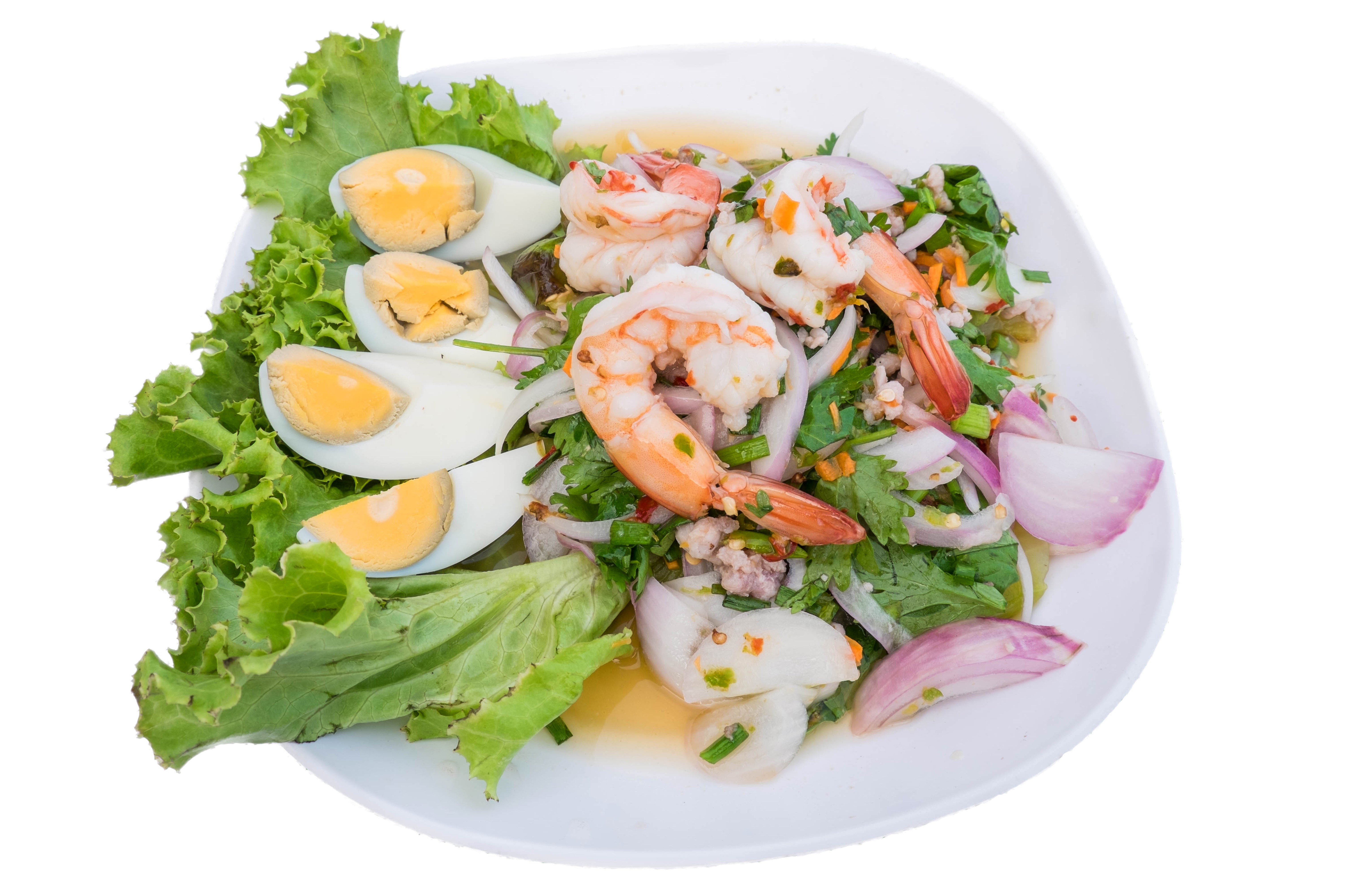 Shrimp and Egg Salad with Lettuce HD Wallpaper