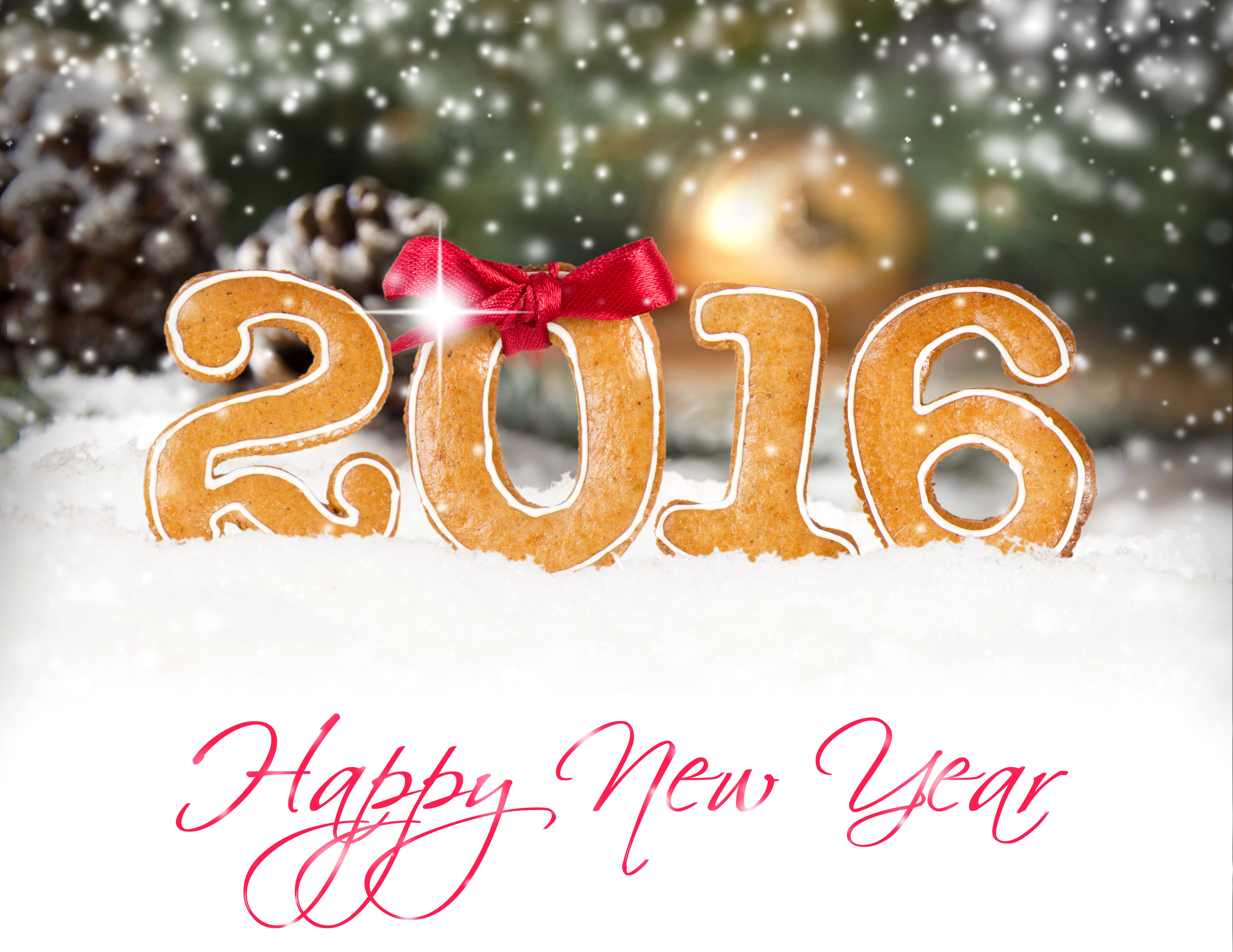 Gingerbread 2016 Happy New Year HD Wallpaper