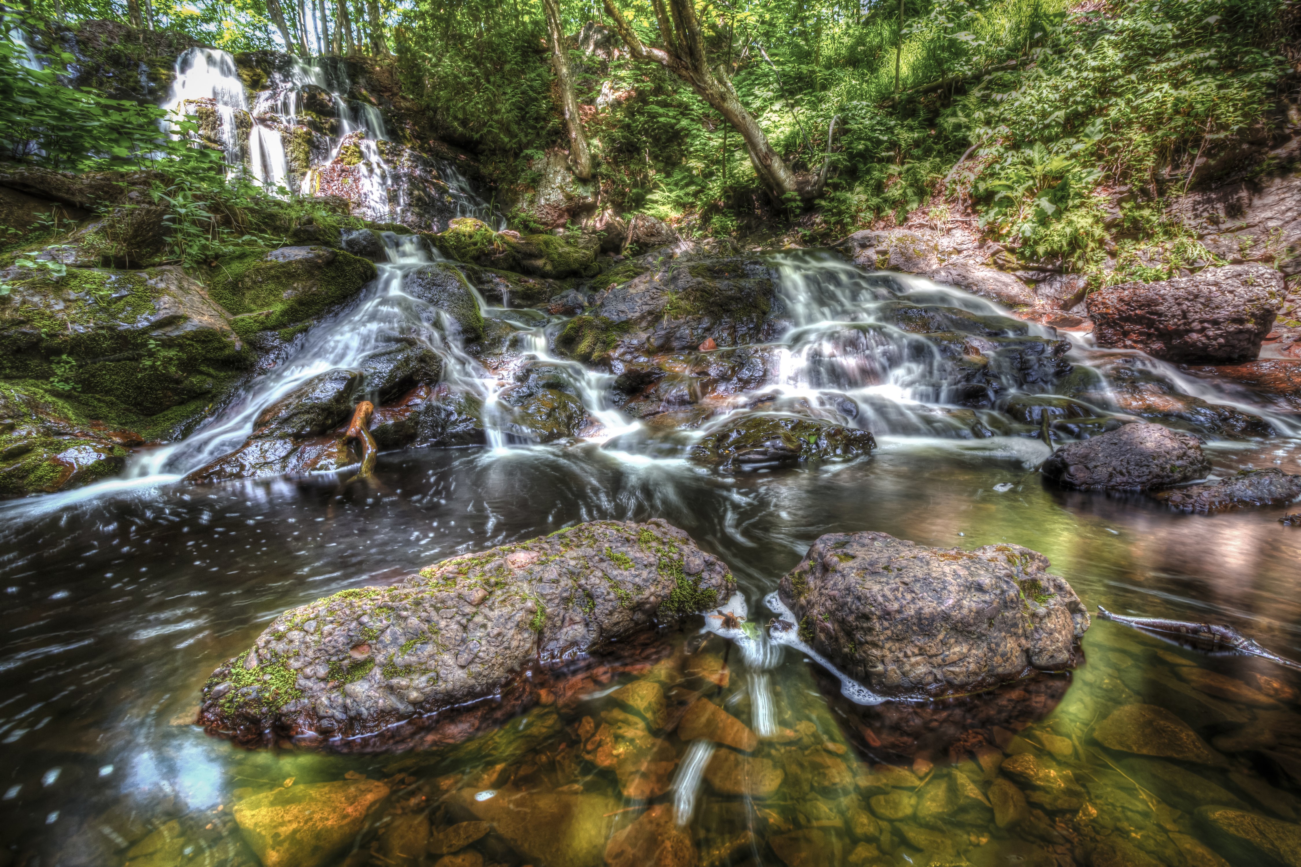 Hungarian Falls Michigan USA Waterfalls Stones HDR HD Wallpaper