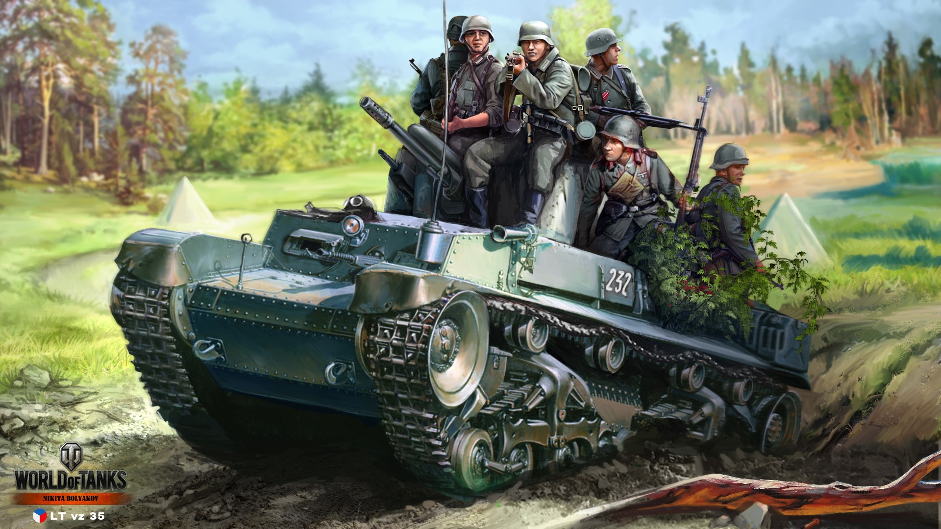 LT vz 35 tank with soldiers from World of Tanks HD Wallpaper