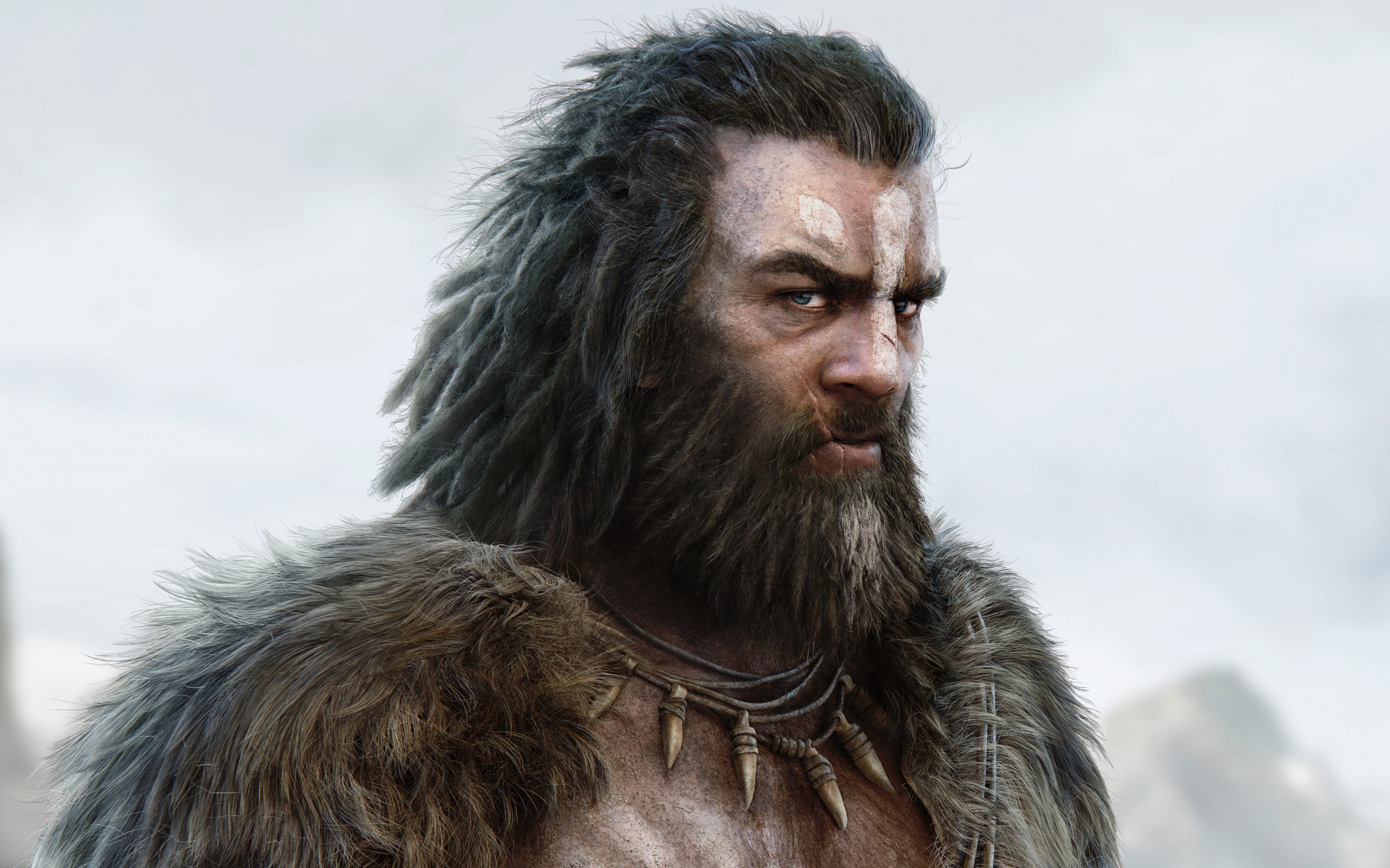 Warrior from Far Cry Primal with war paint and fur HD Wallpaper