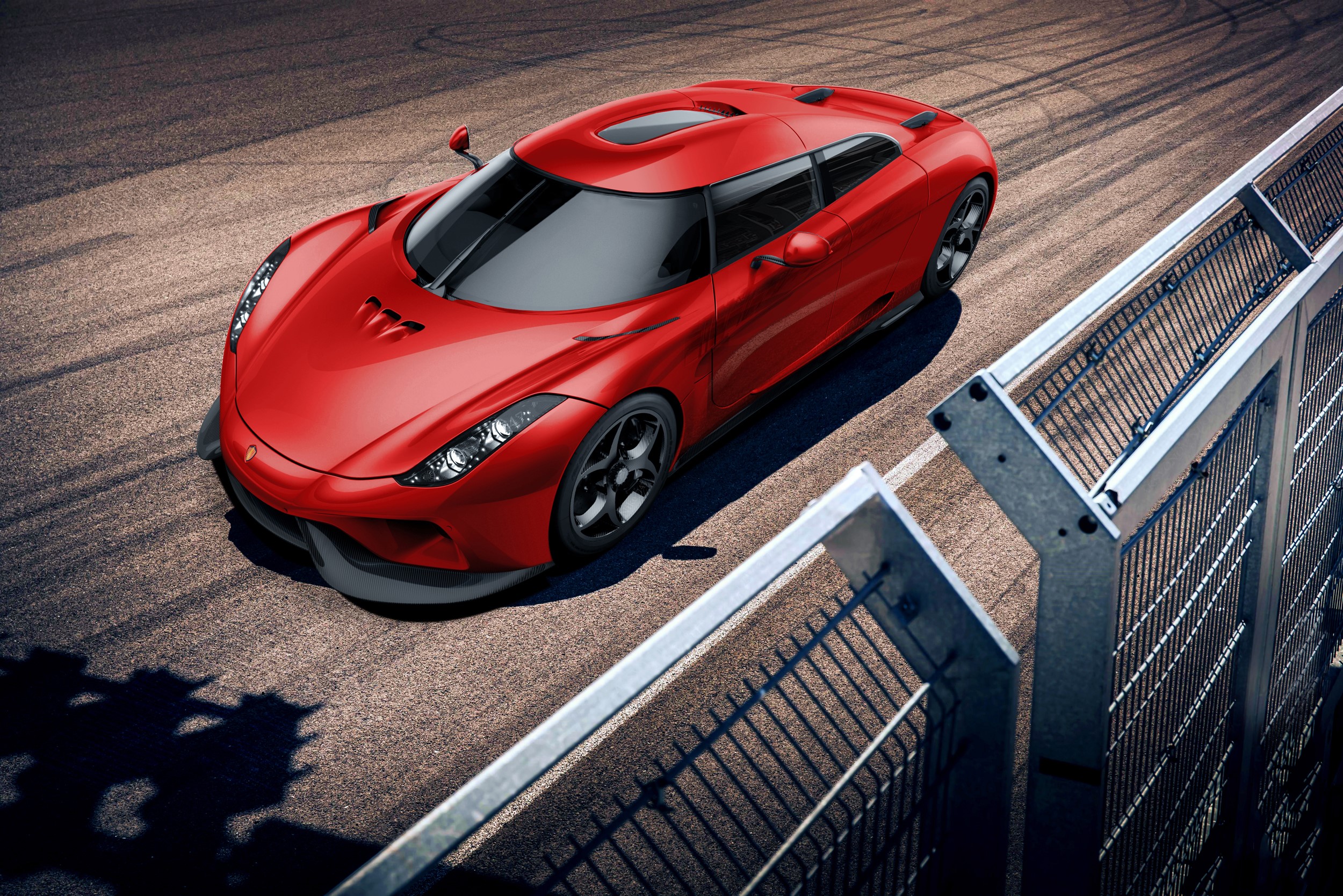 Red Koenigsegg Regera Supercar on Track HD Wallpaper