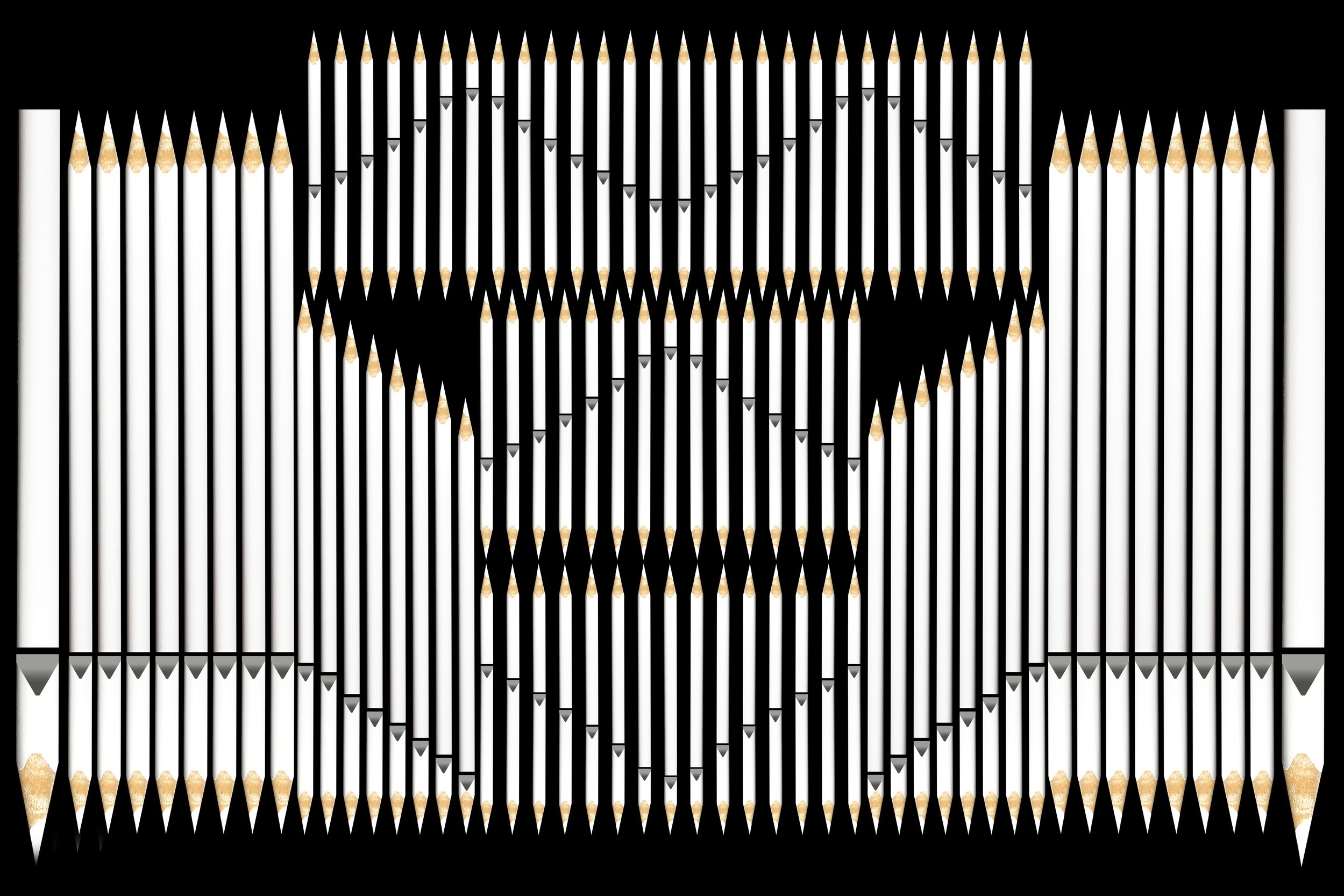 Organ pipes made of pencils HD Wallpaper