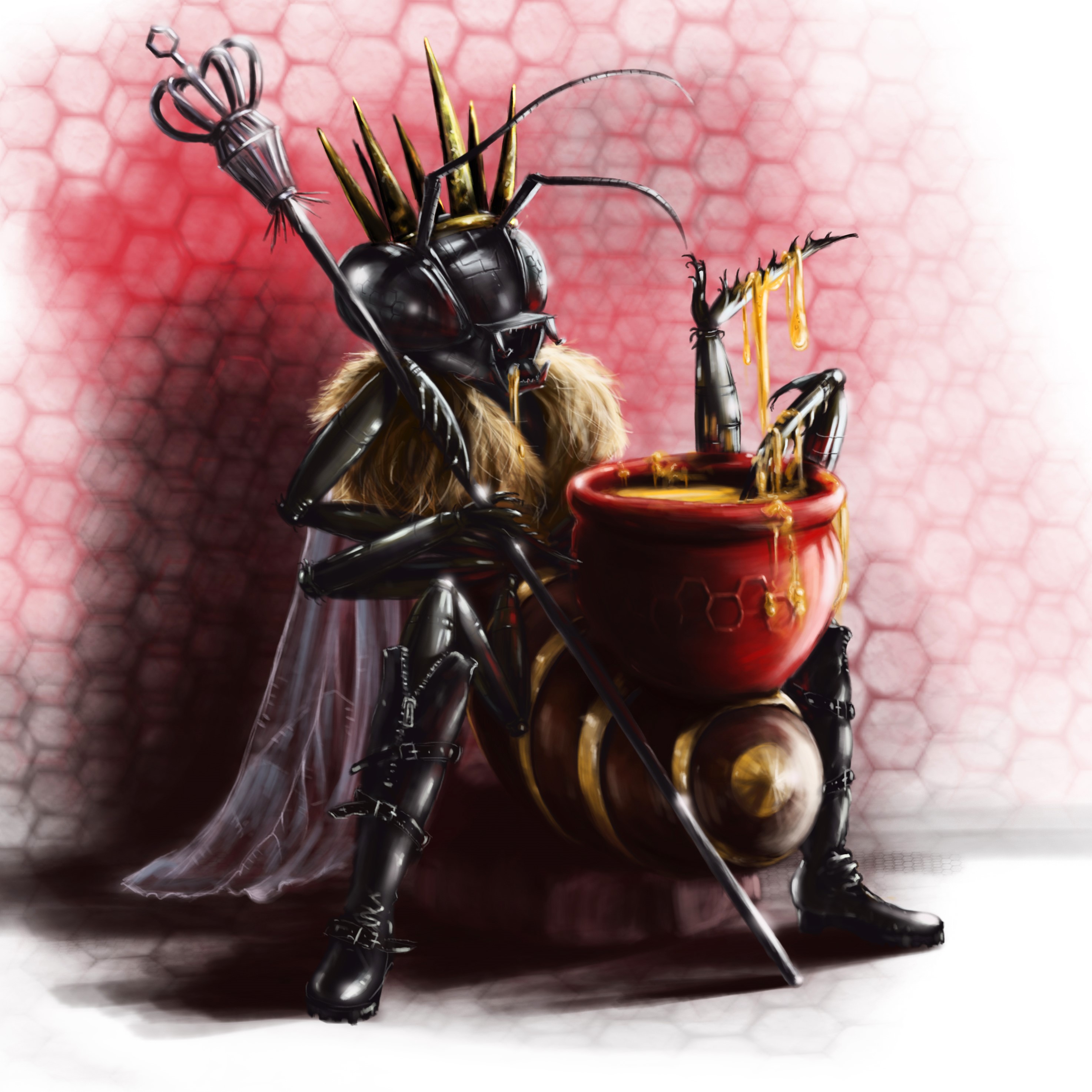Queen Bee monster with honey pot and scepter HD Wallpaper
