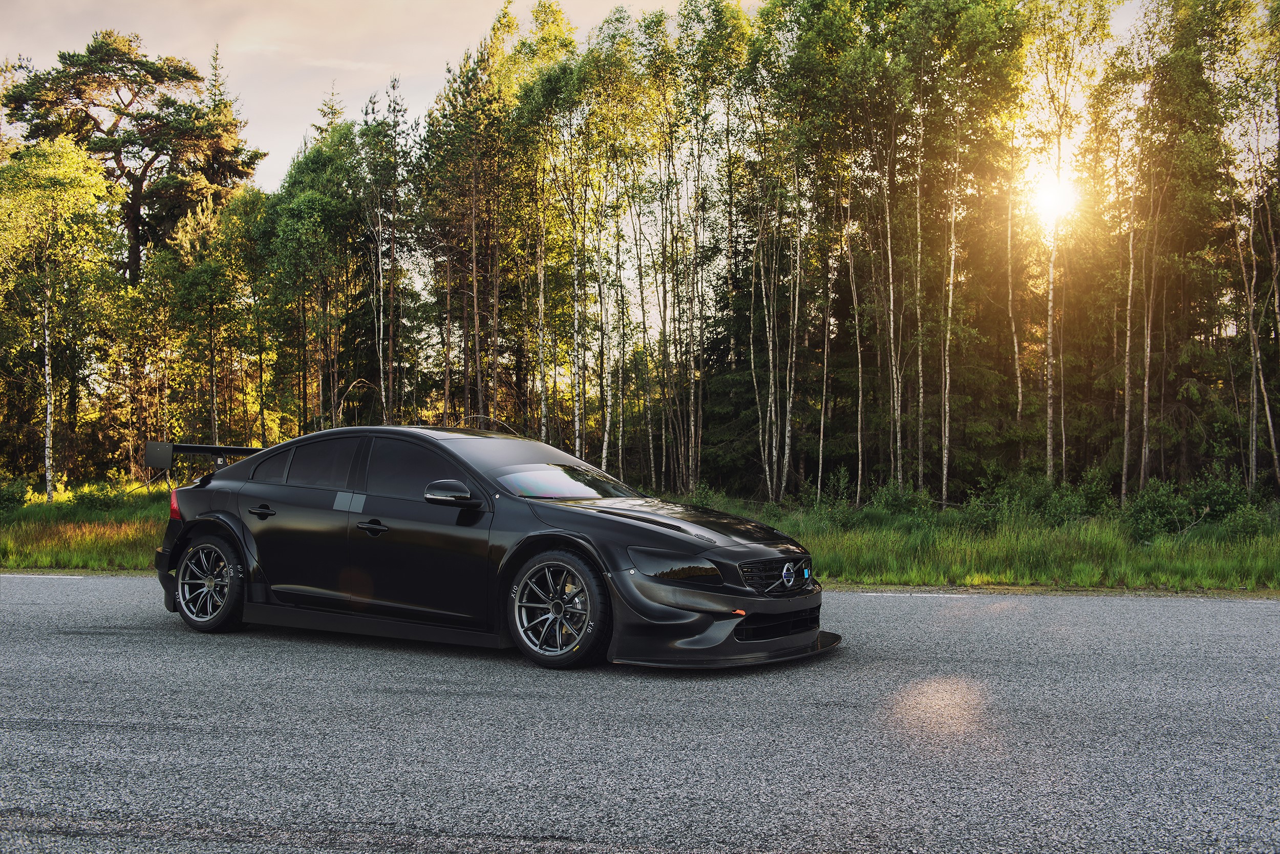 Black Volvo S60 Polestar on a Road HD Wallpaper