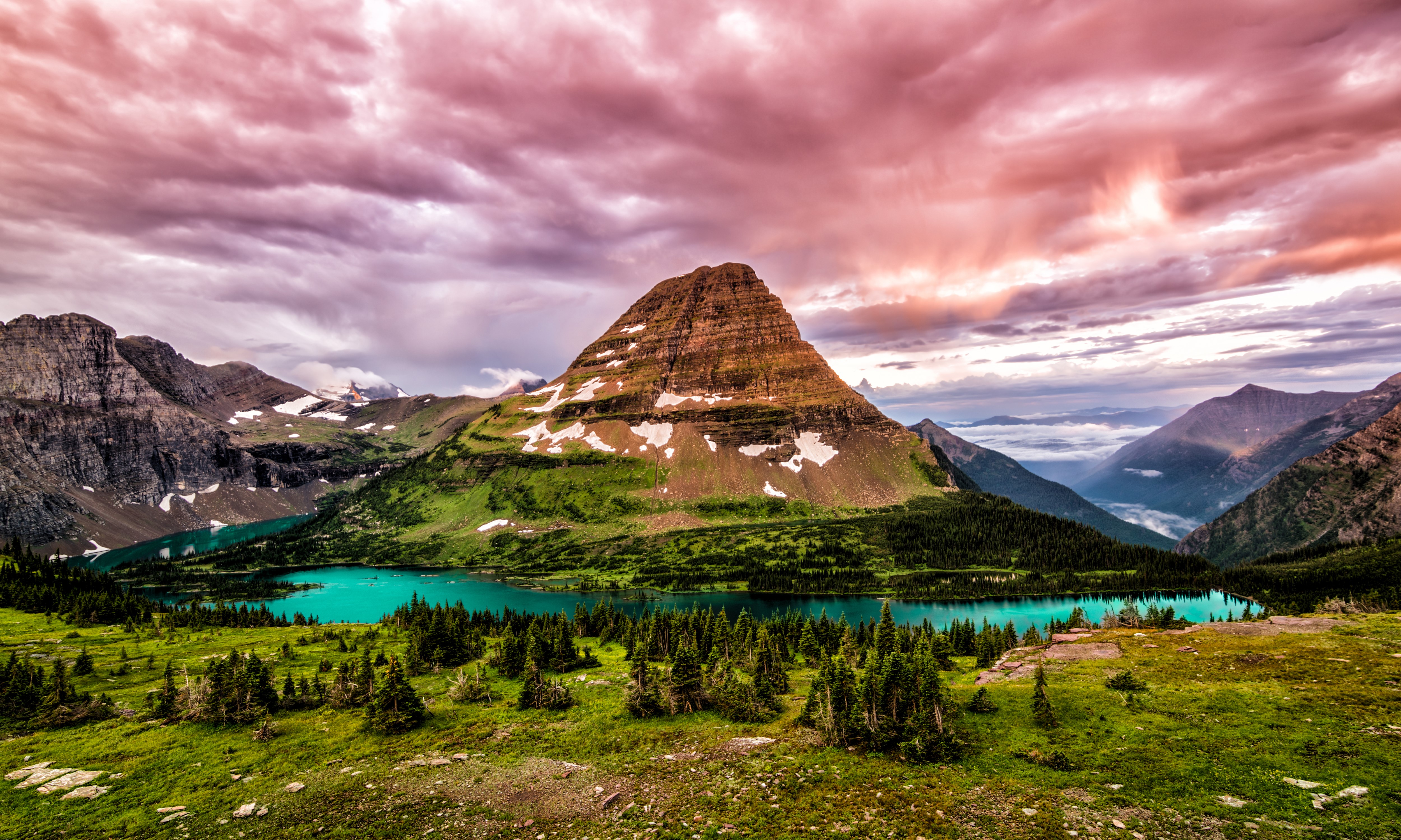 Glacier National Park Mountains Lake Sky HD Wallpaper