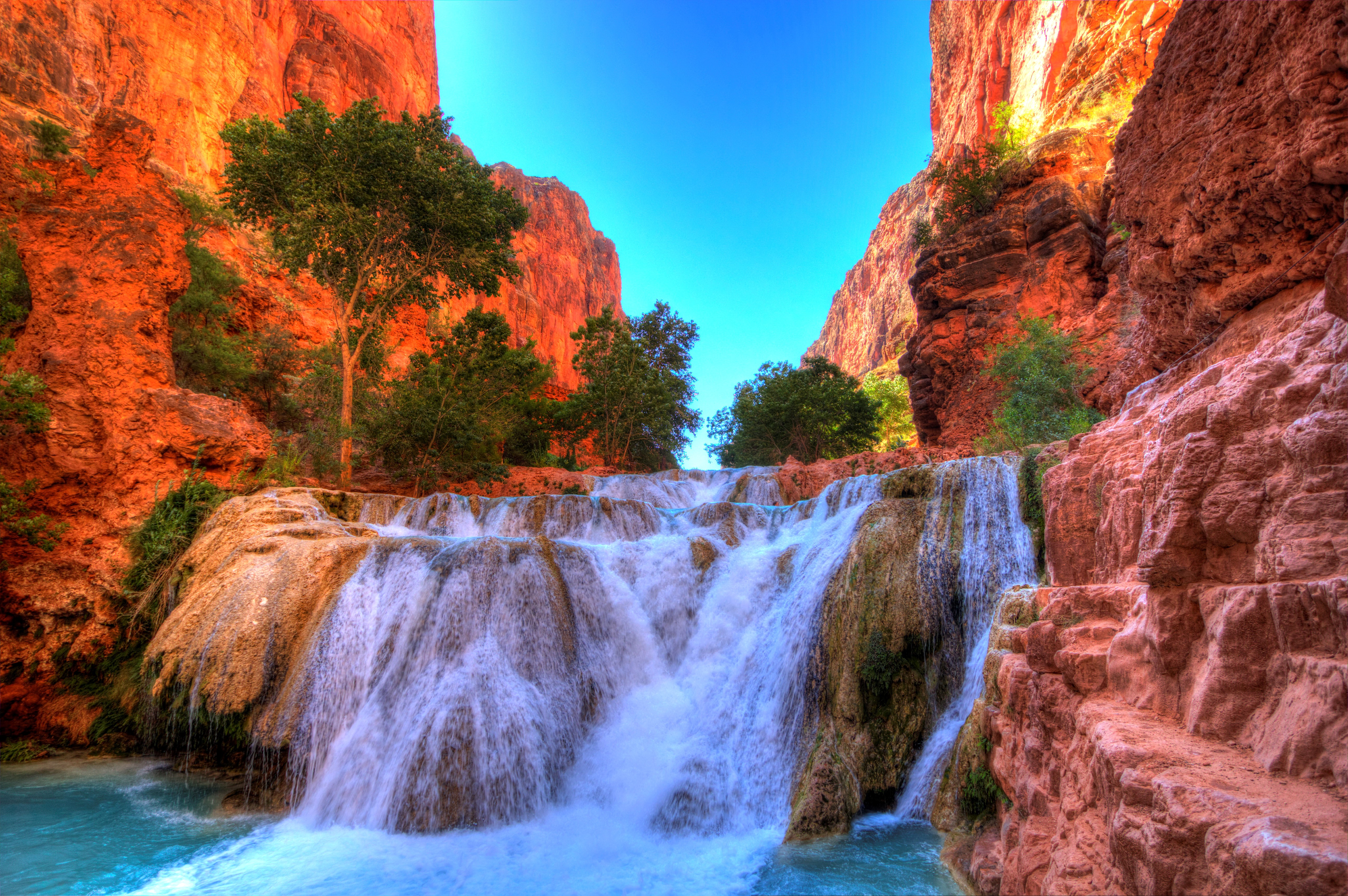 Beaver Falls Waterfall in Grand Canyon National Park, USA HD Wallpaper