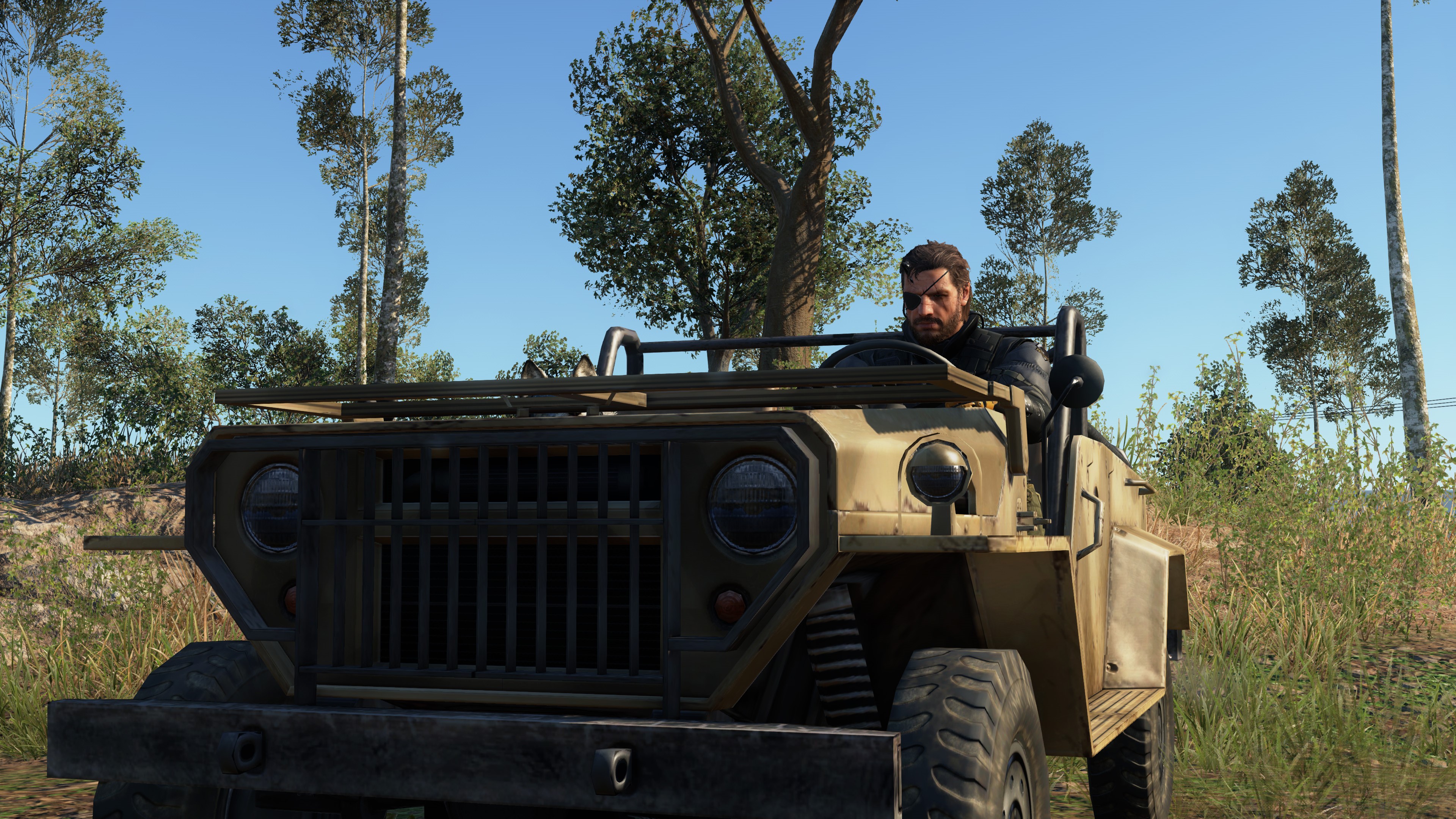 Venom Snake from Metal Gear in a Jeep HD Wallpaper