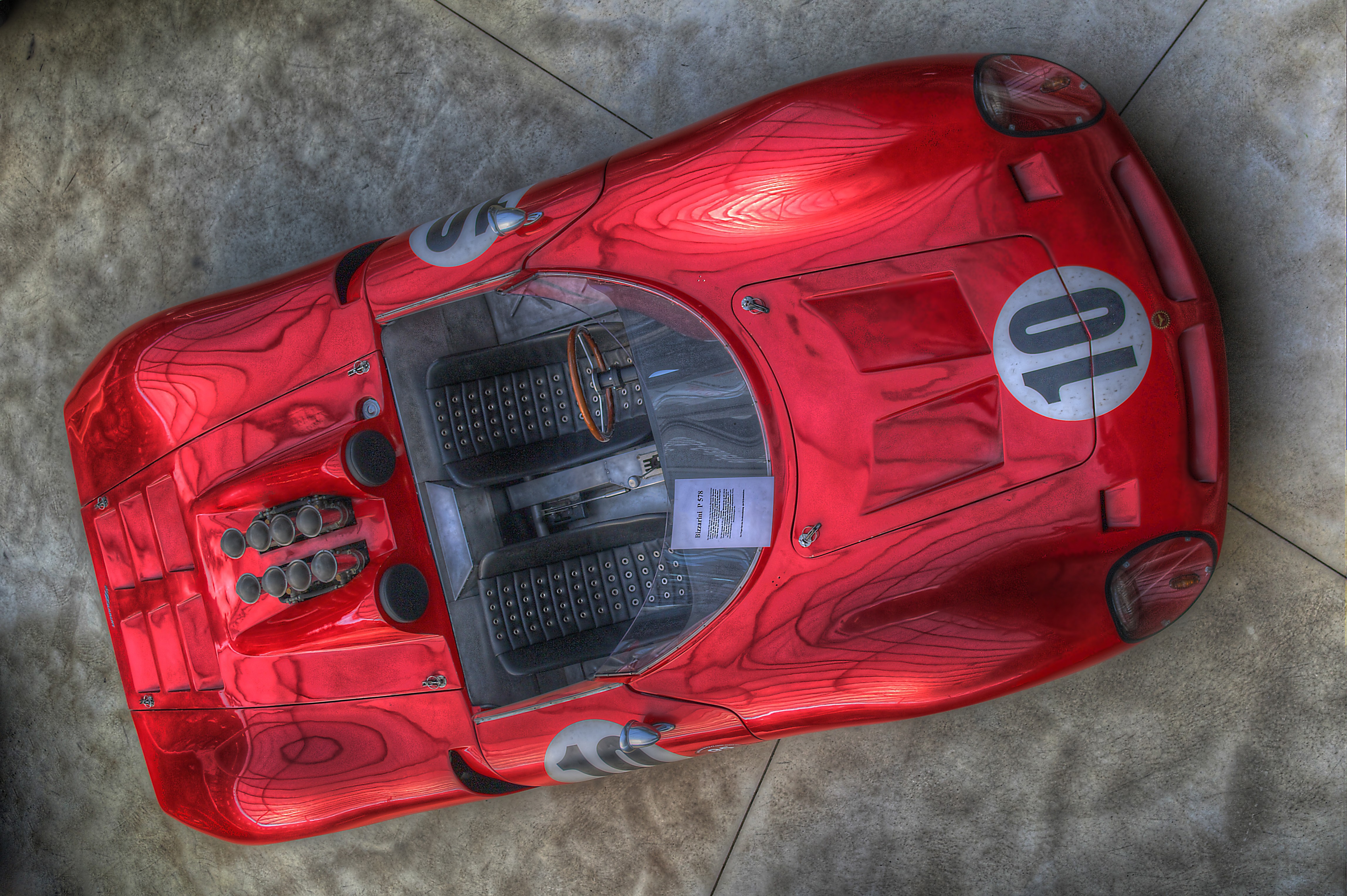Red Bizzarini Supercar with Number 10 HD Wallpaper