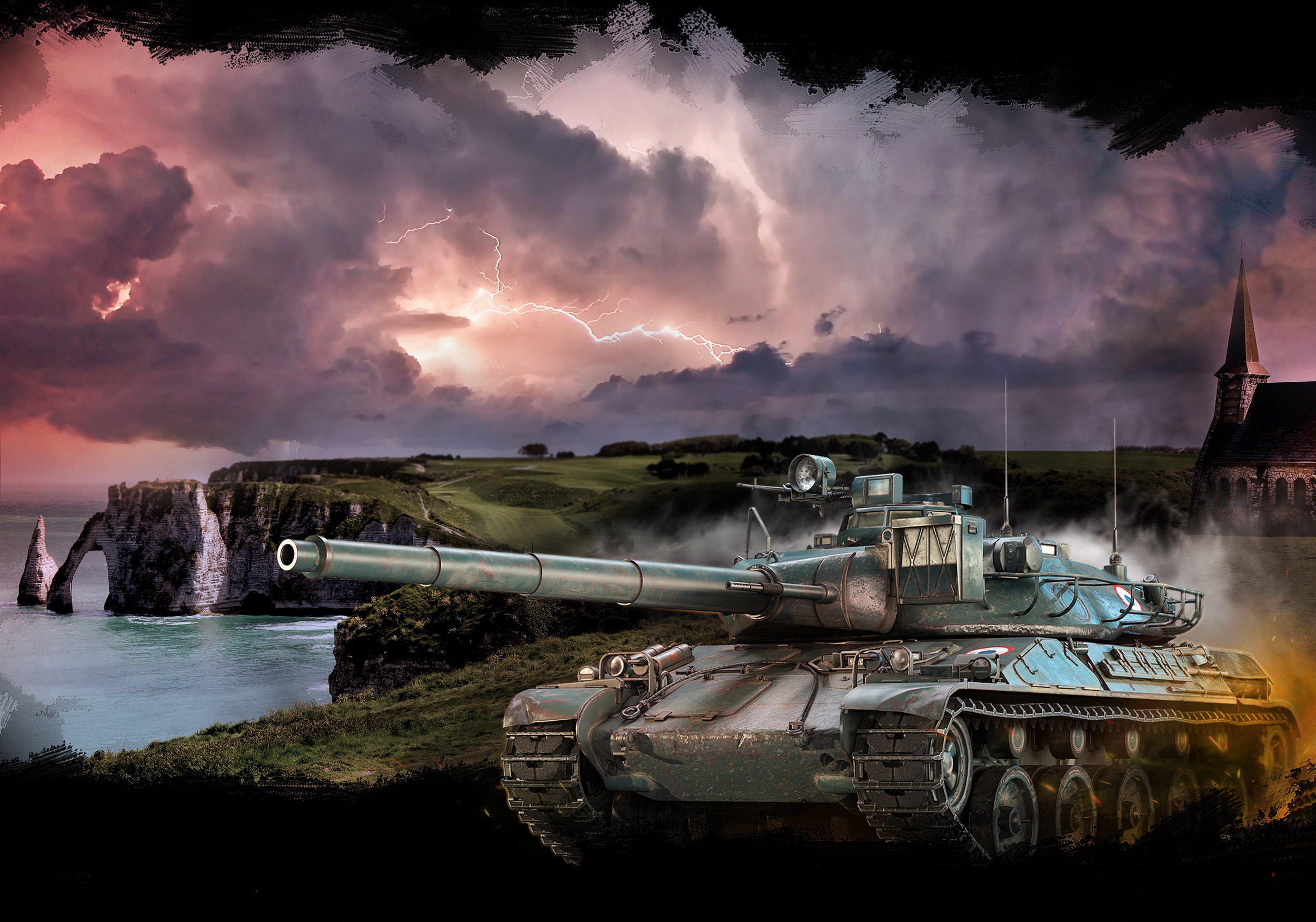 Amx 30B tank in World of Tanks with stormy clouds HD Wallpaper