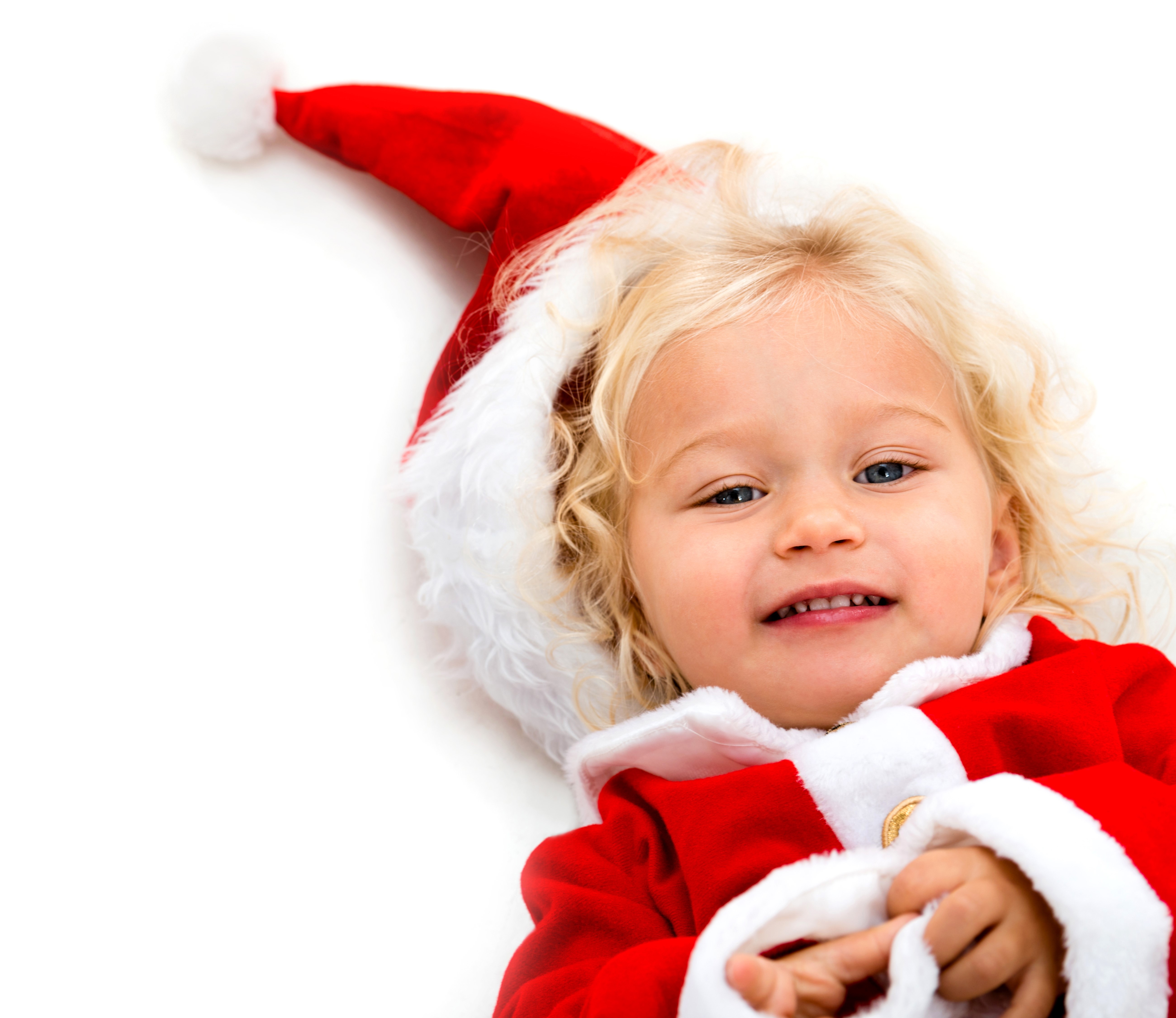 Little girl in Santa hat HD Wallpaper