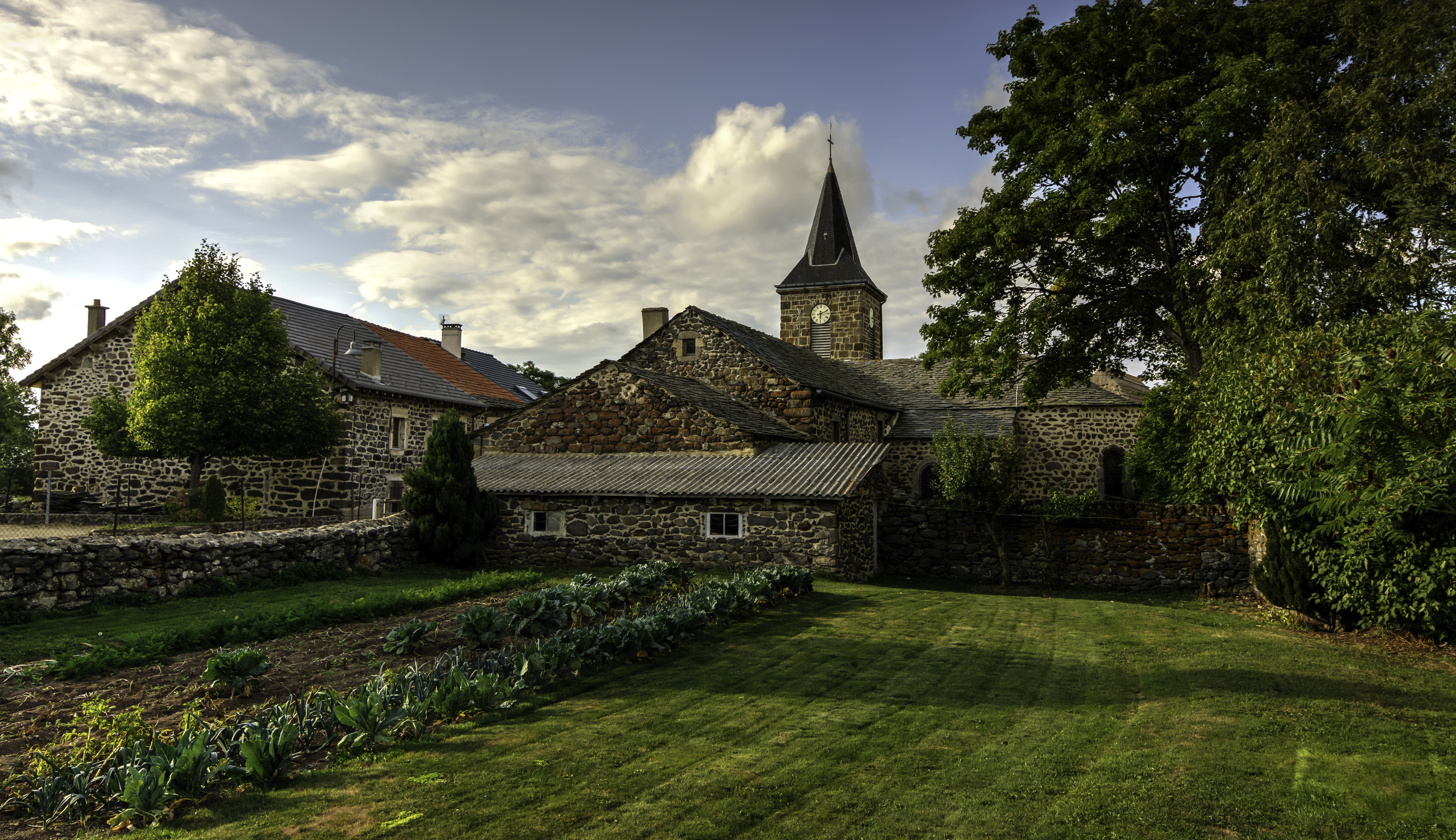 Moudeyres Auvergne France Stone Houses and Church HD Wallpaper