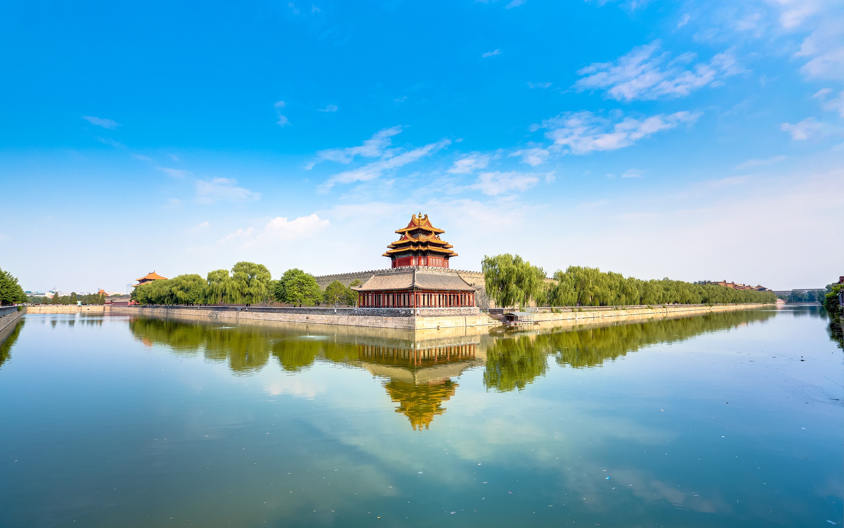 Forbidden City Corner Tower and Moat, Beijing, China HD Wallpaper
