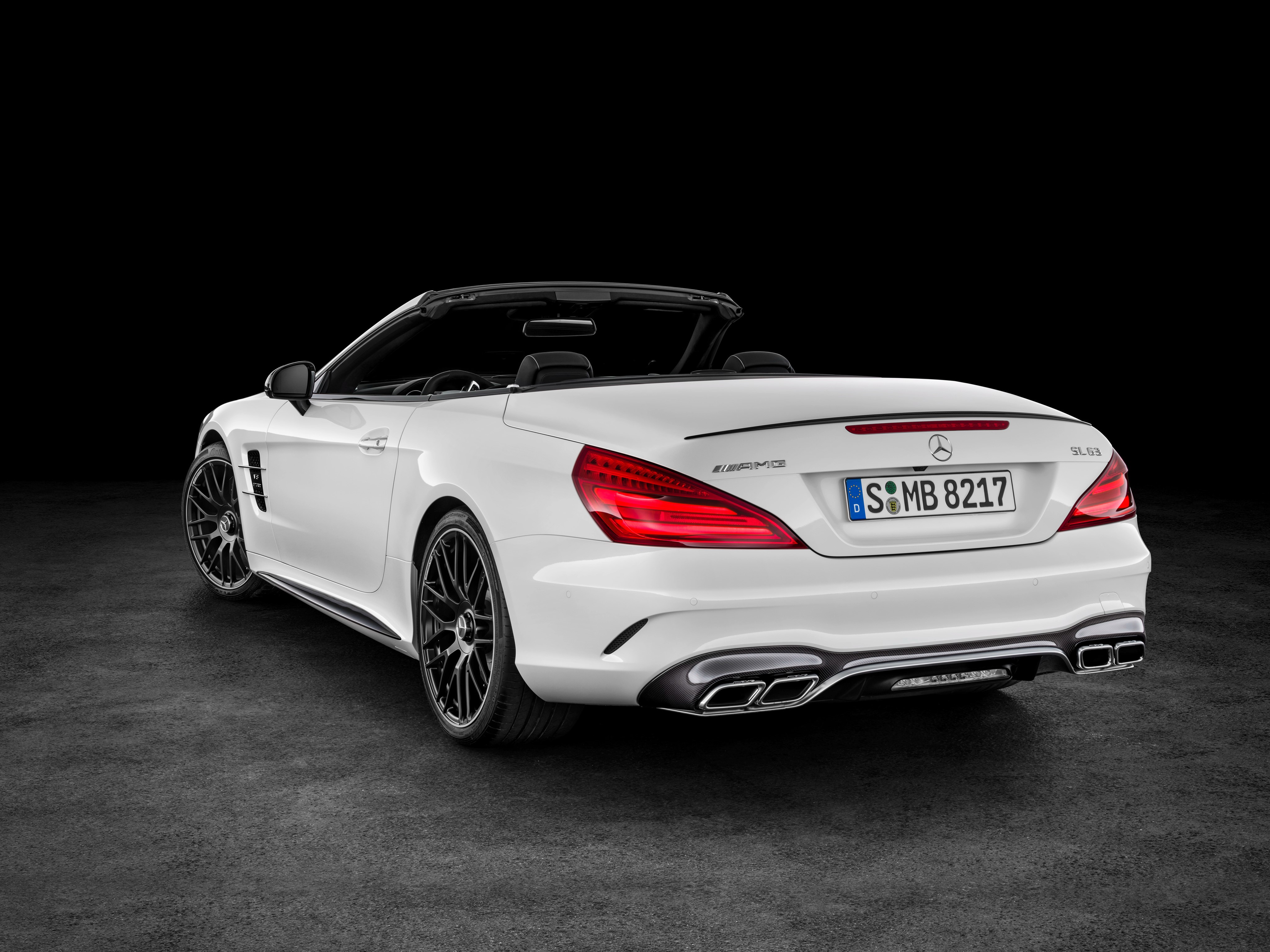 4K White Mercedes-Benz AMG SL-Class R231 Cabriolet Back View HD Wallpaper