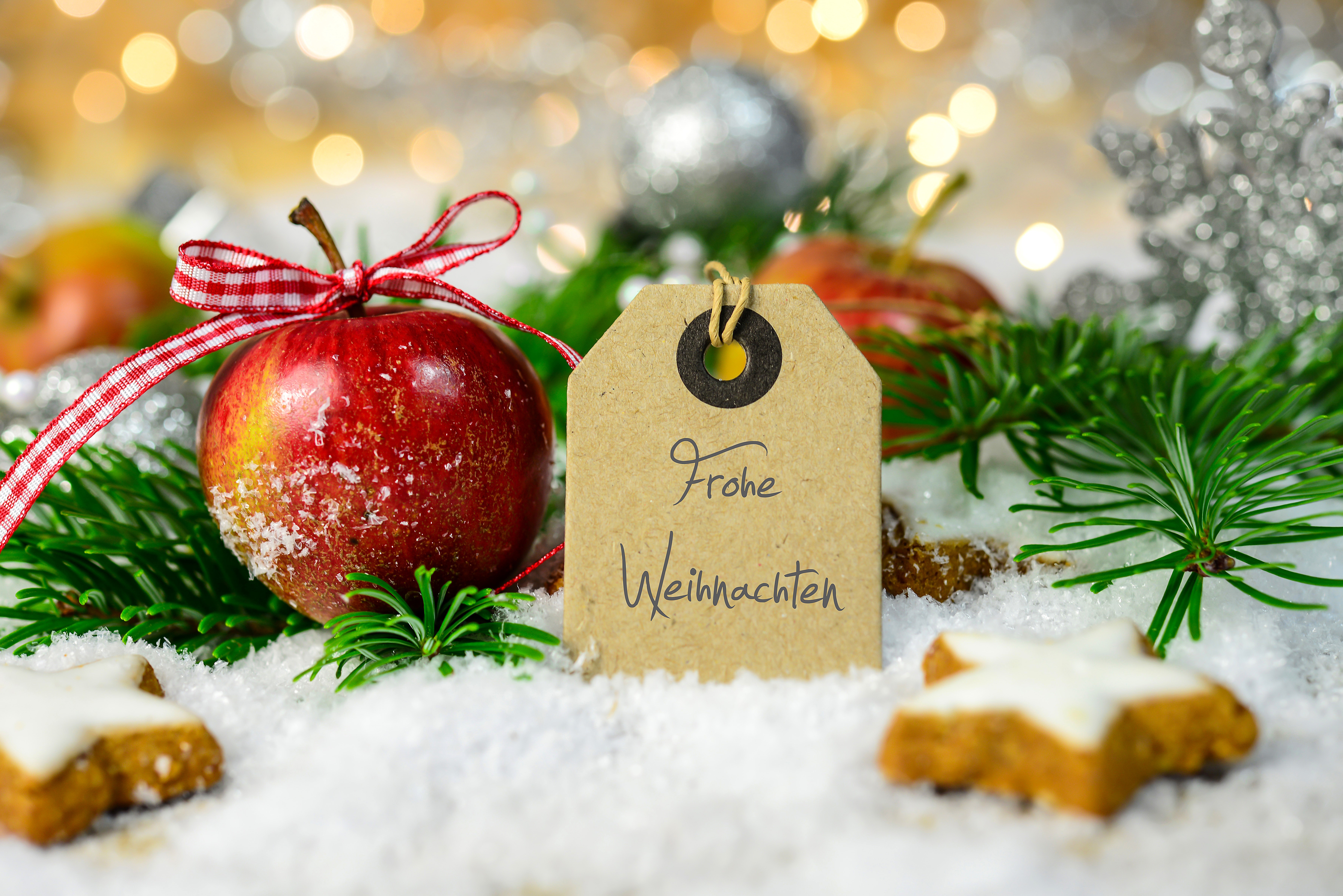 Christmas still life with apples and cookies HD Wallpaper
