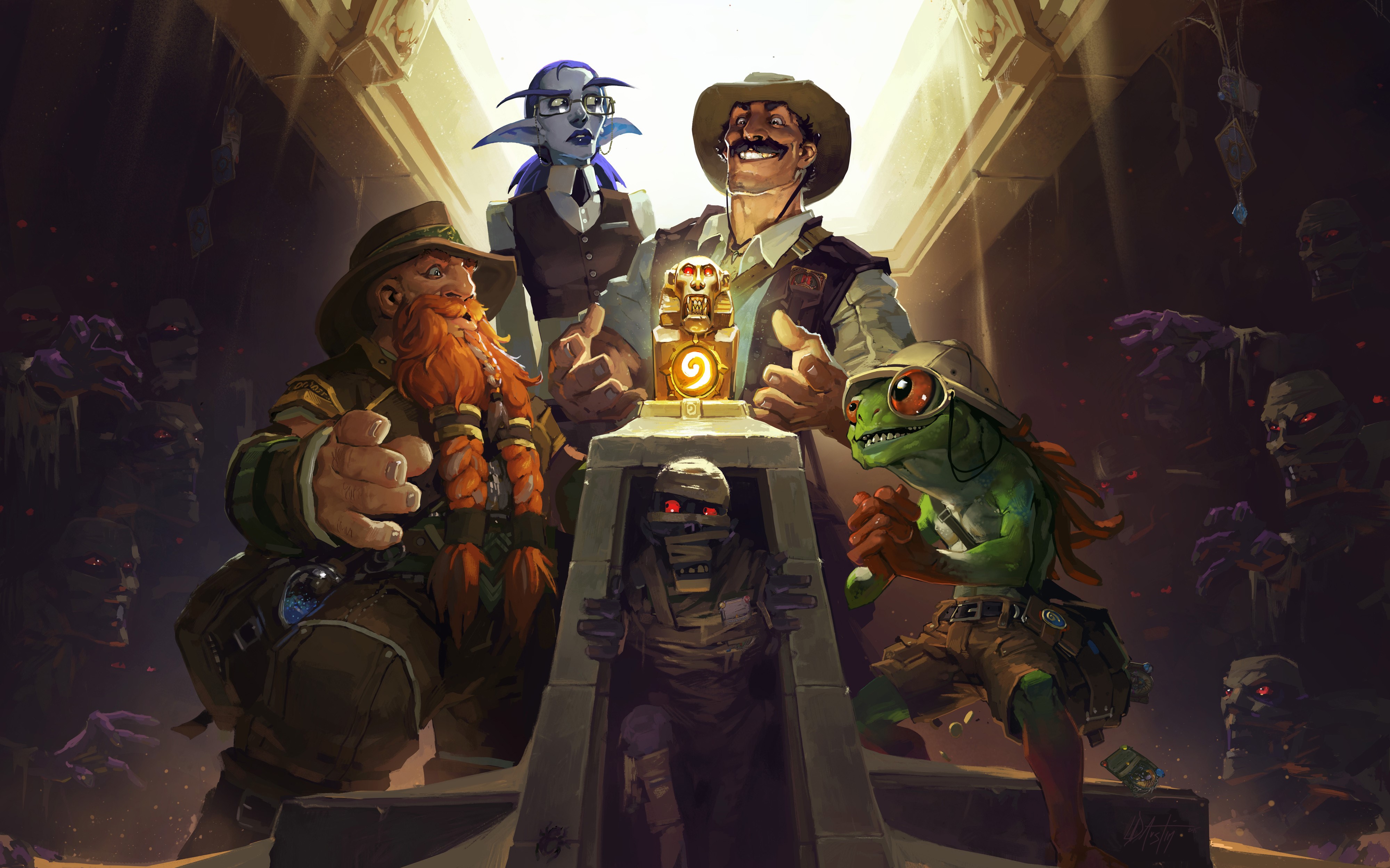 Hearthstone: The League of Explorers addon with monsters HD Wallpaper