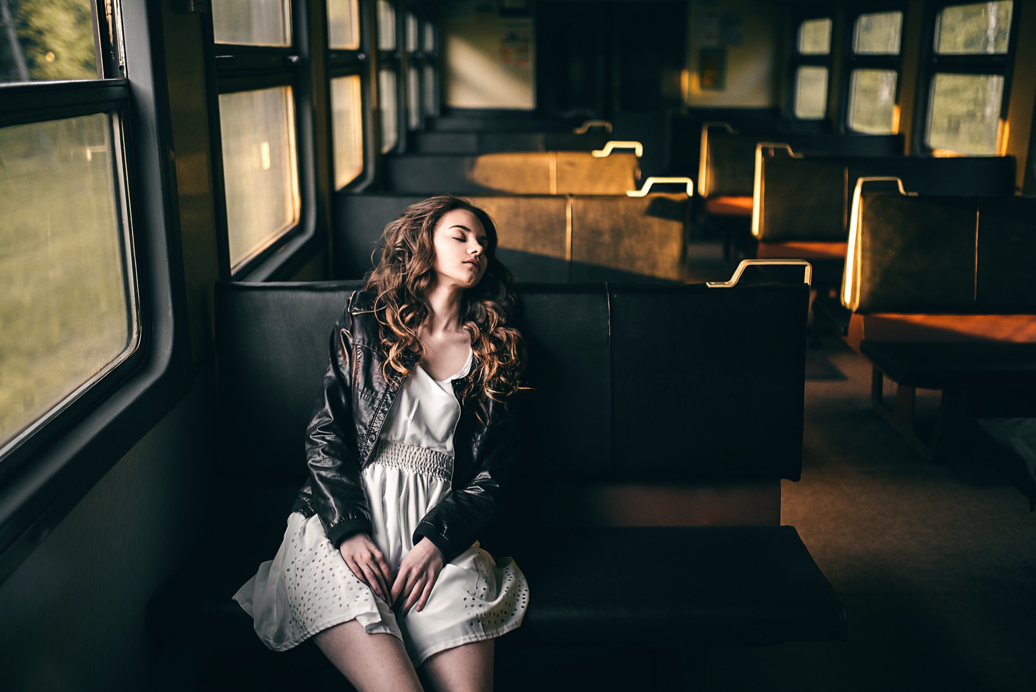 Victoria Berngard sleeping on a train HD Wallpaper