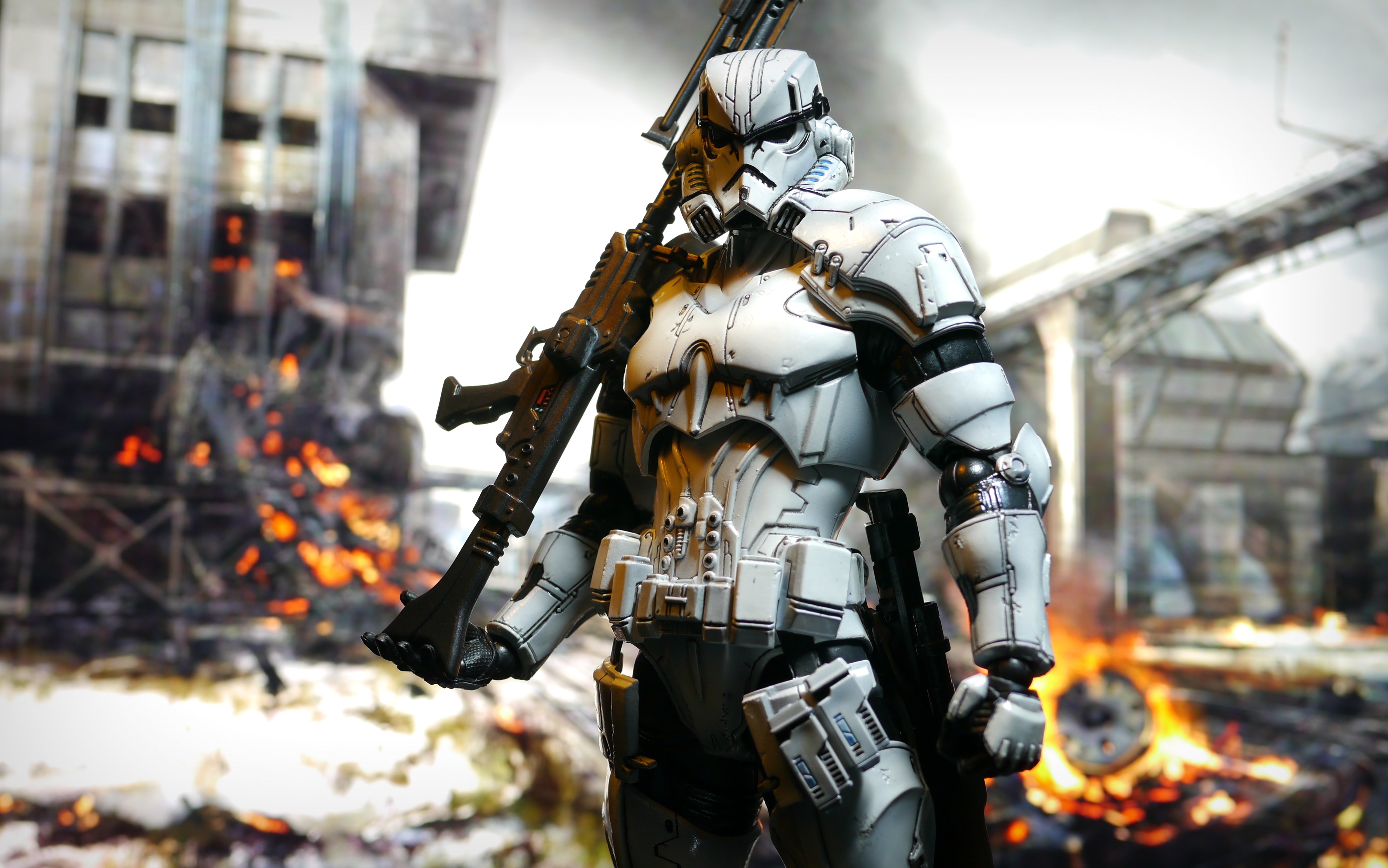 4K Stormtrooper from Star Wars with a rifle HD Wallpaper