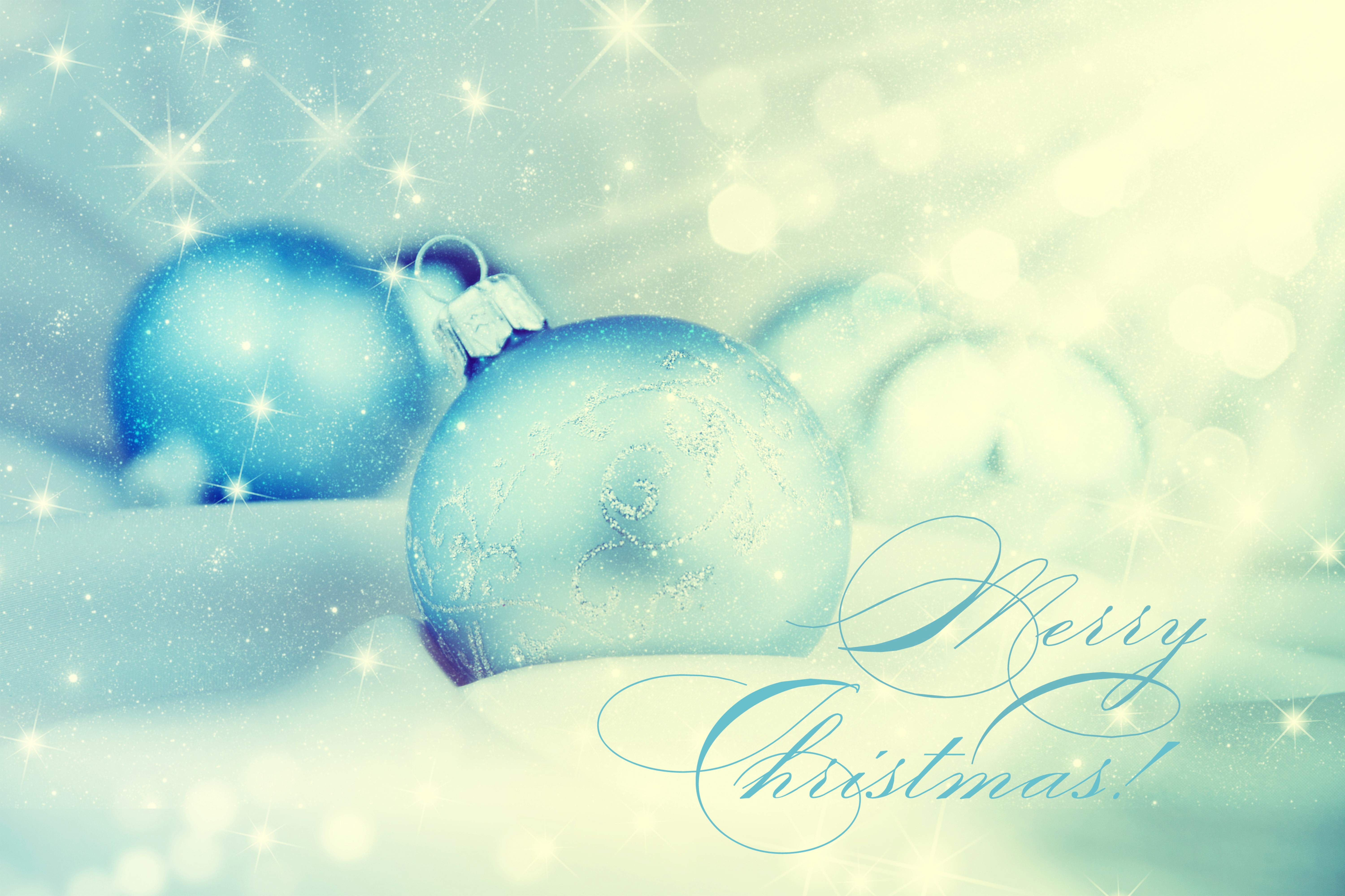Christmas Ornaments with Merry Christmas Text HD Wallpaper