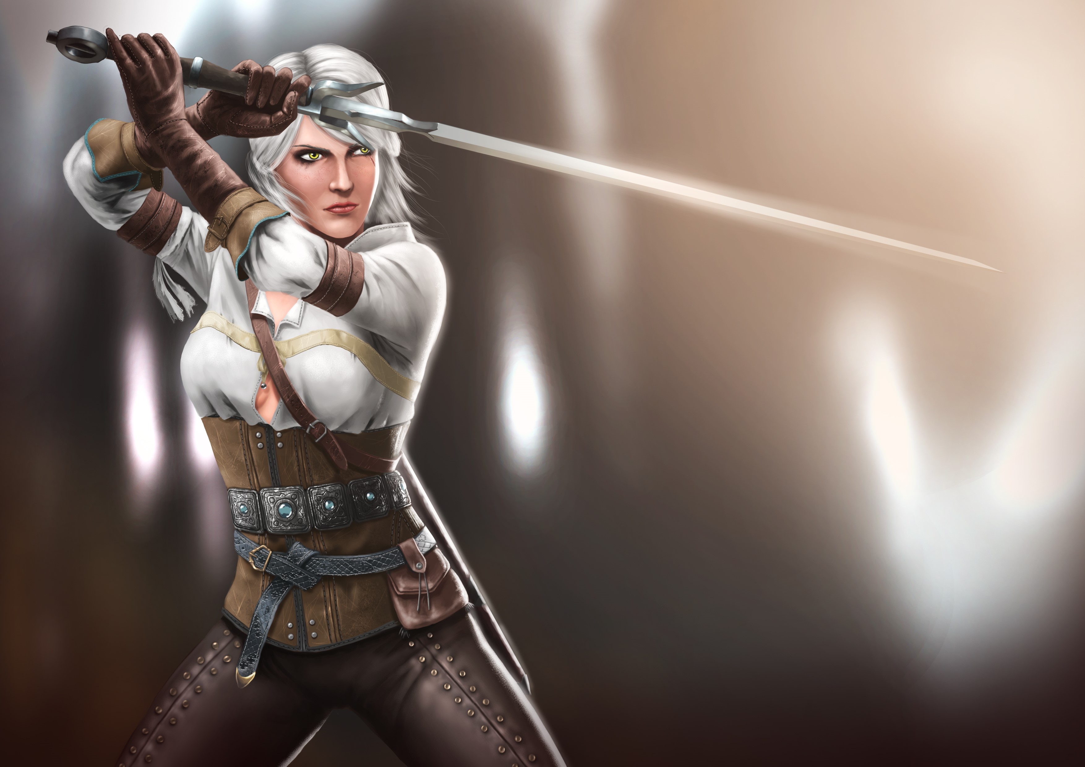 Ciri from The Witcher 3: Wild Hunt with a sword HD Wallpaper