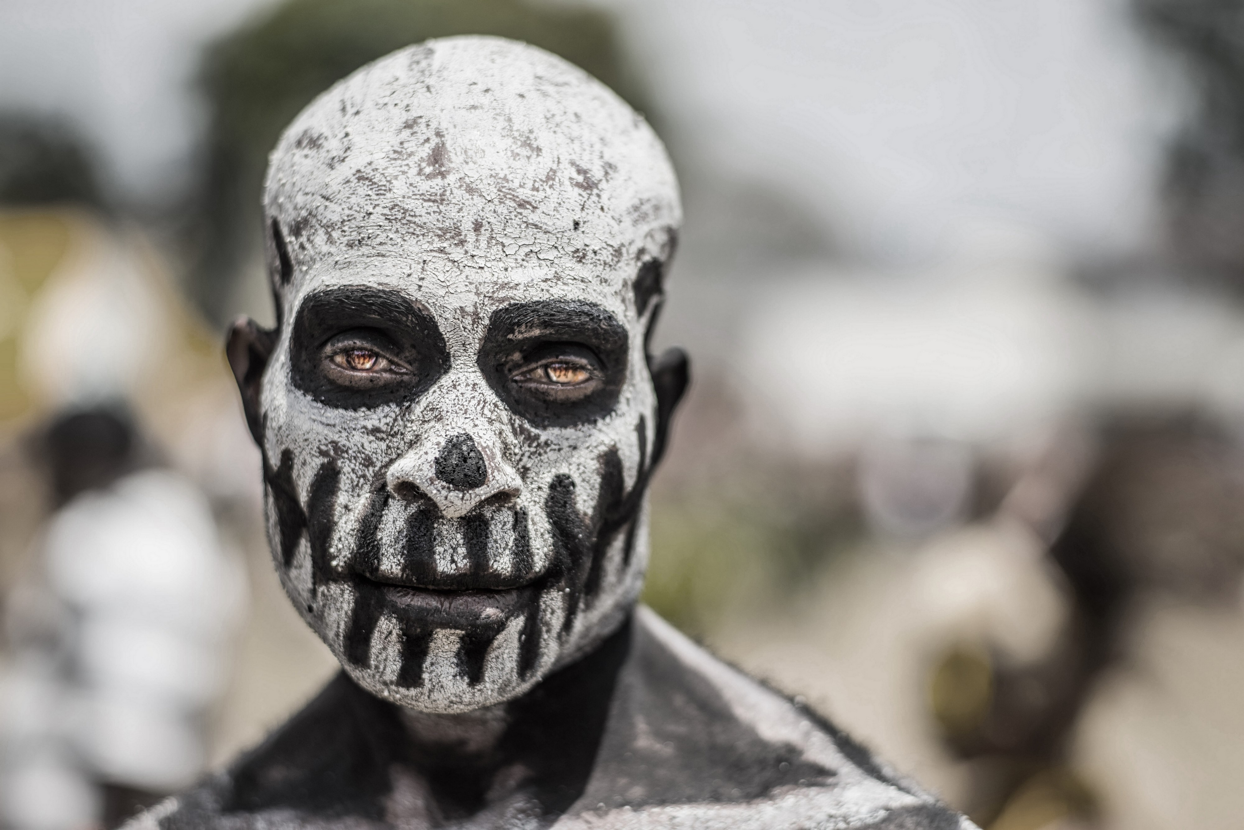 Man with skull face paint HD Wallpaper