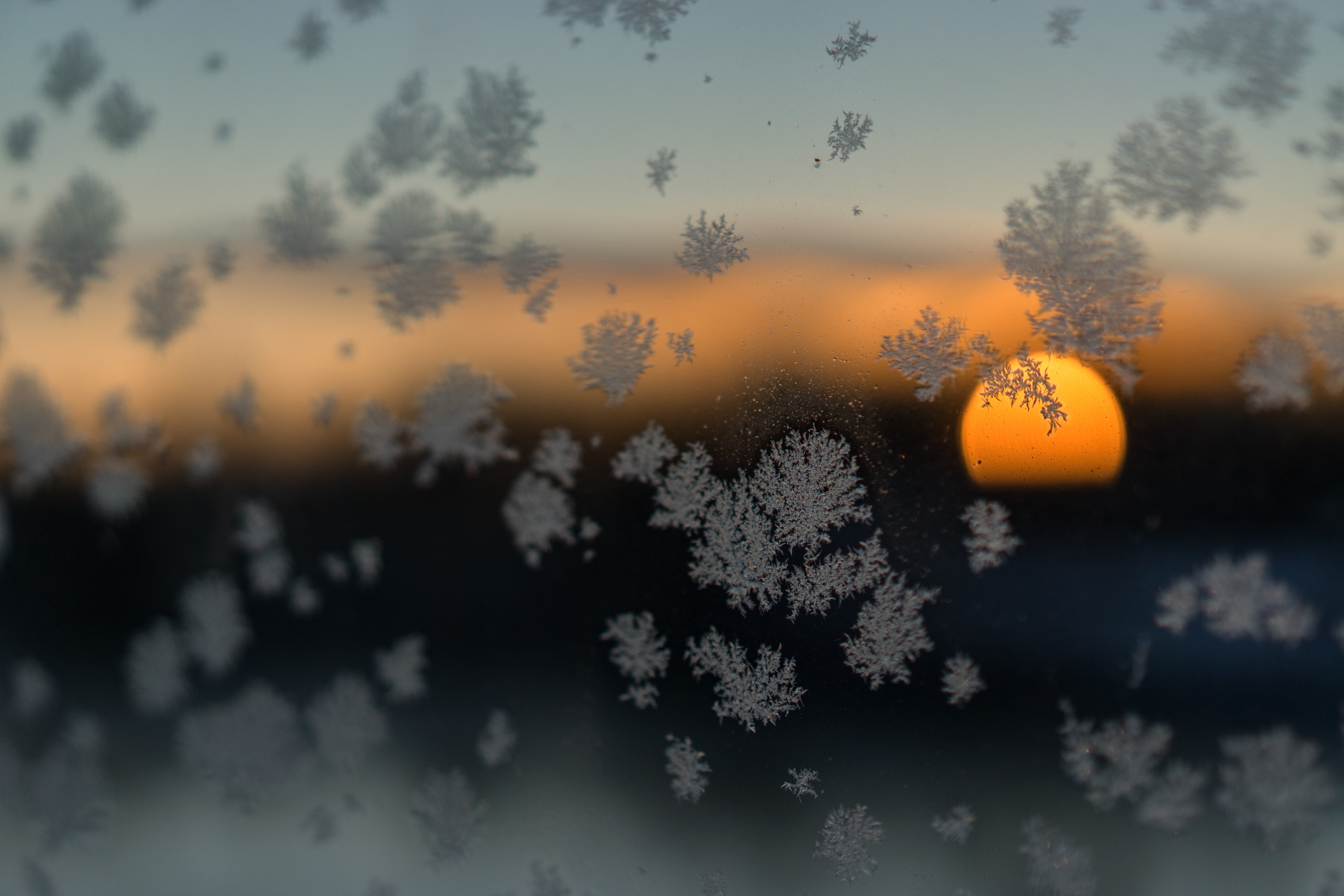 Sun behind frost on glass HD Wallpaper