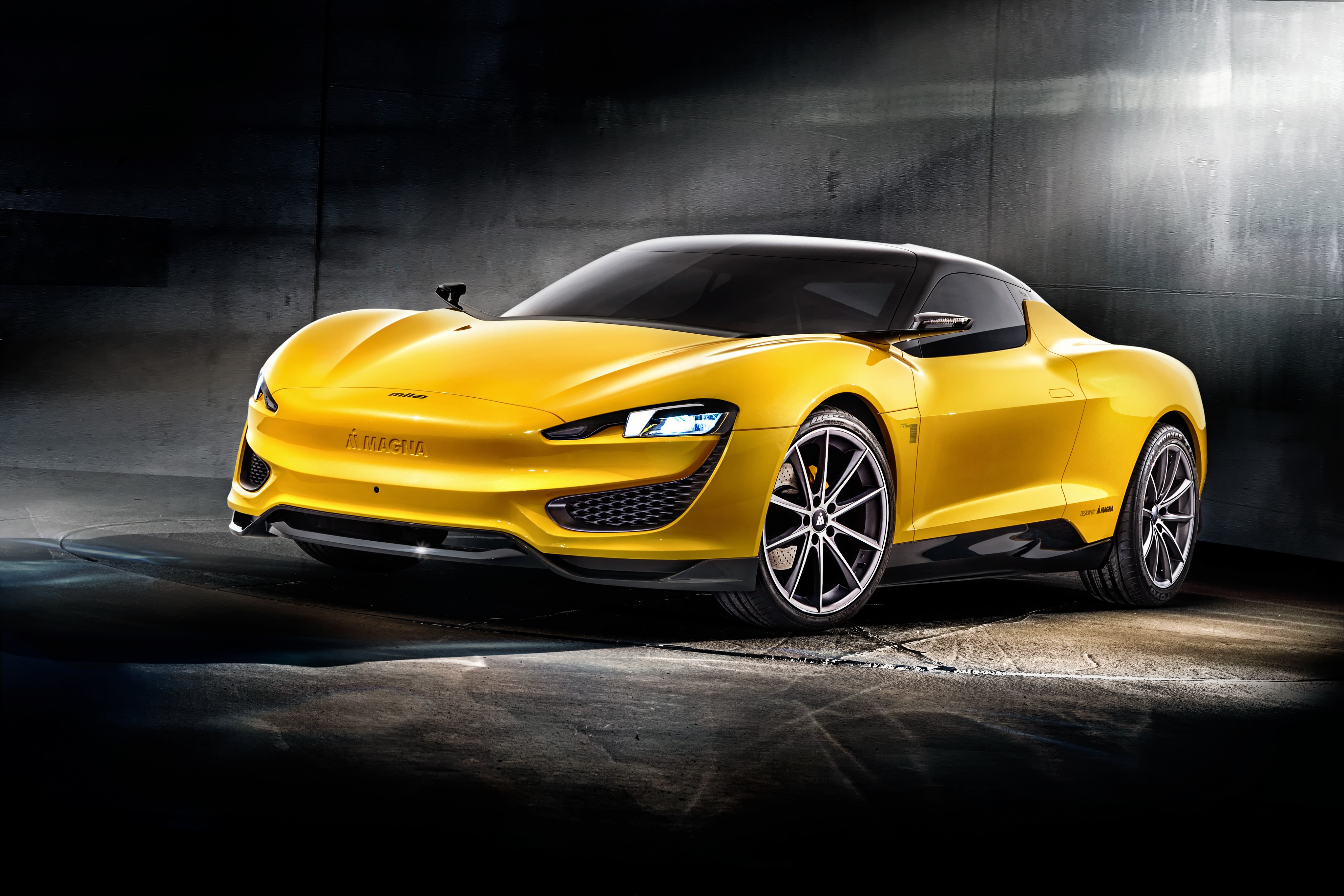 4K 2015 Magna Steyr MILA Plus yellow sports car HD Wallpaper