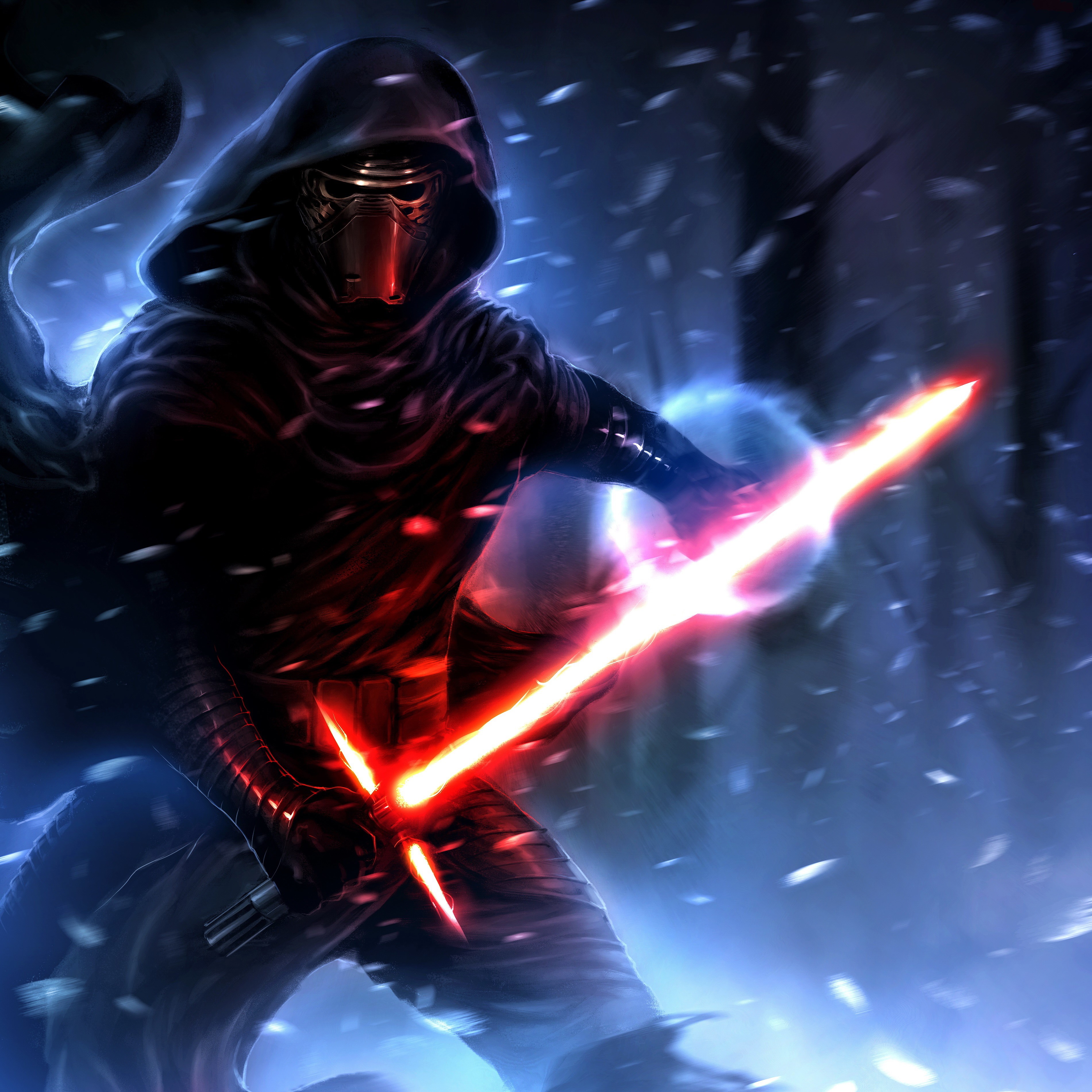Kylo Ren from Star Wars with a lightsaber HD Wallpaper