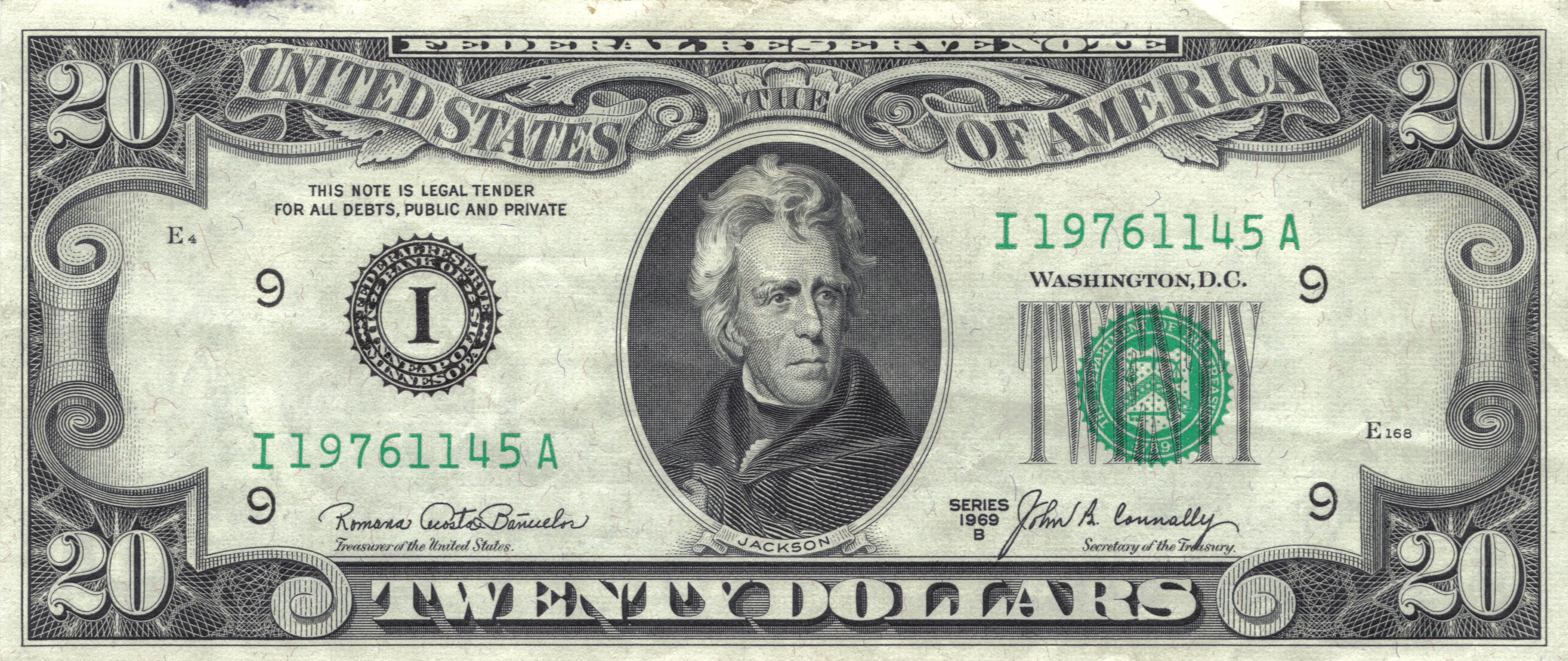 20 Dollars Banknote featuring Andrew Jackson HD Wallpaper