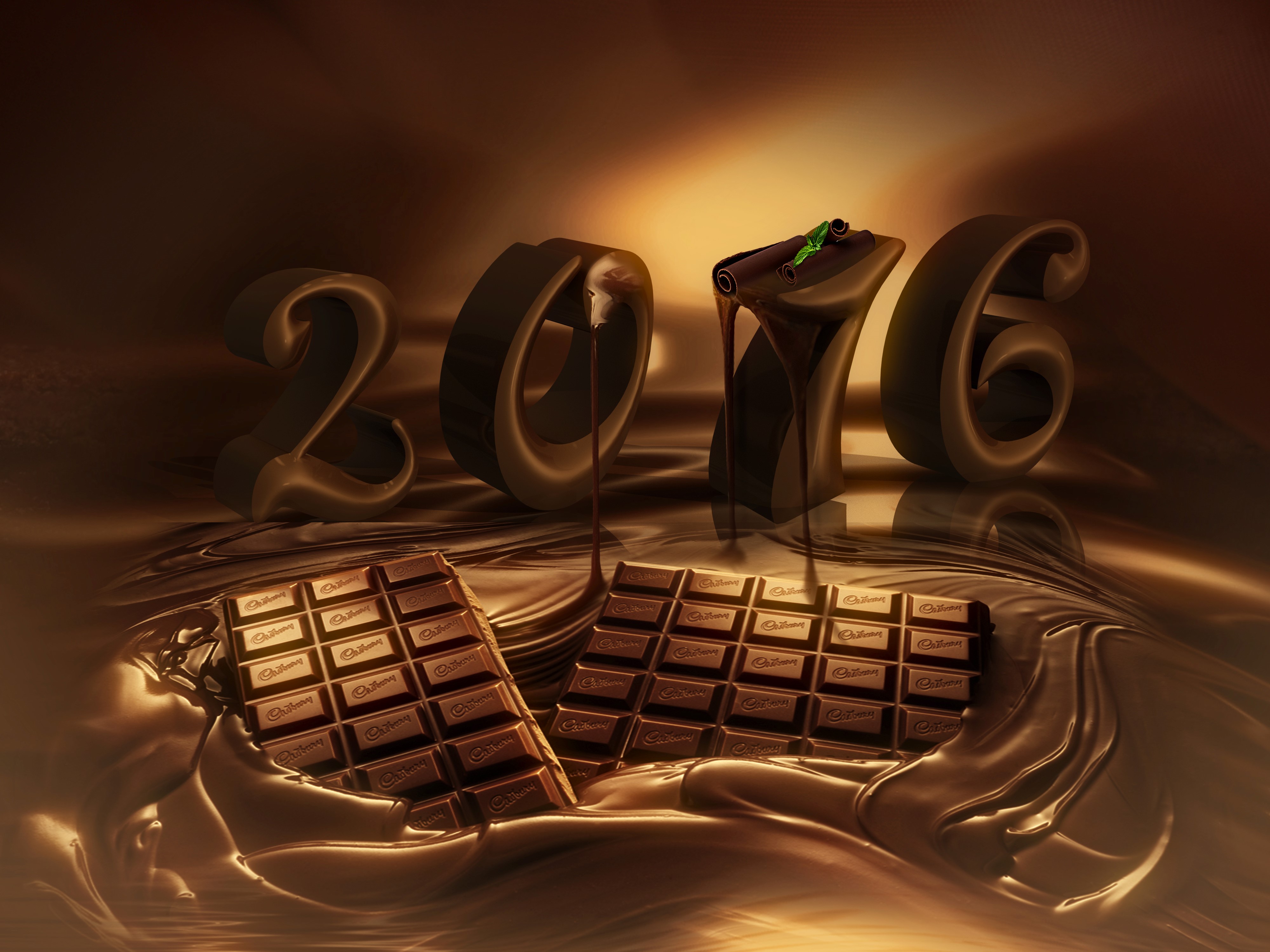 2016 Chocolate Bars and Melting Chocolate HD Wallpaper