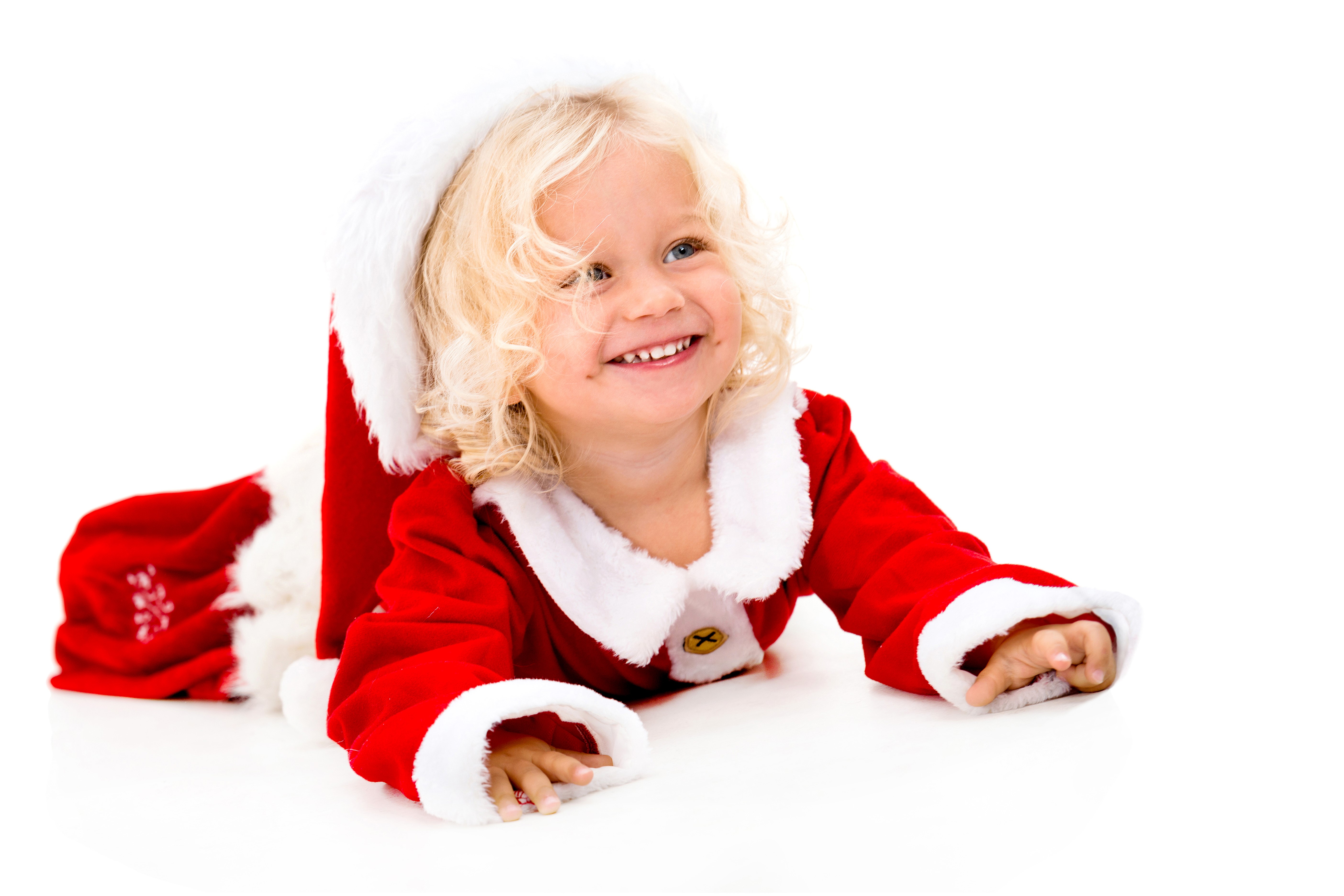Little girl in Santa costume HD Wallpaper