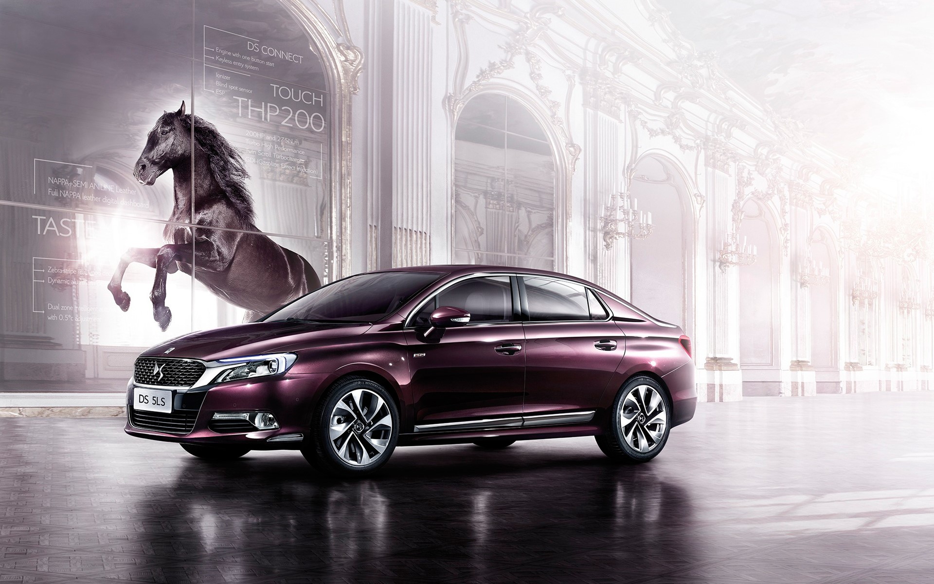 2014 DS 5LS with horse in opulent interior HD Wallpaper