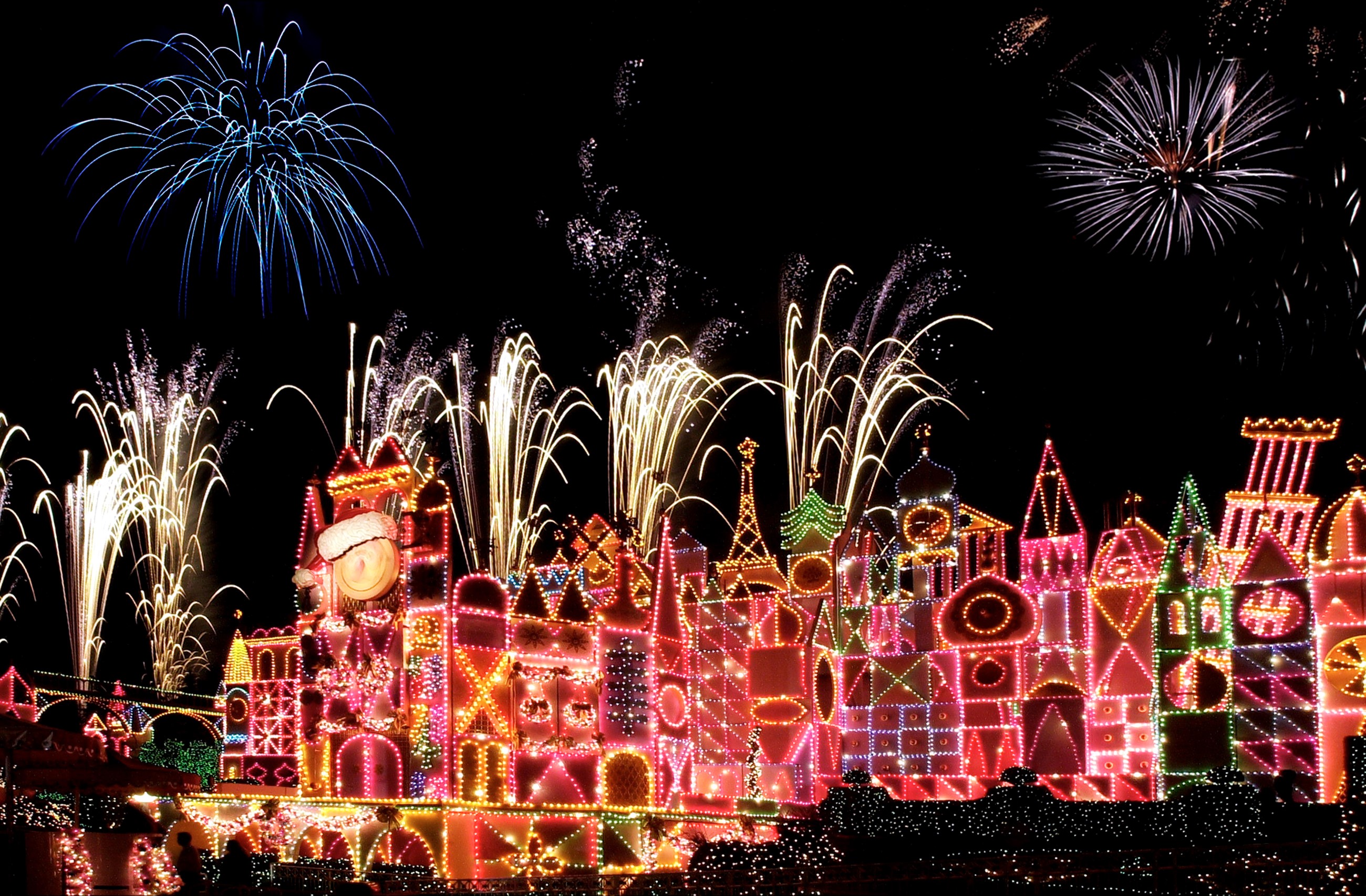 It's a Small World Holiday with Fireworks at Disneyland HD Wallpaper