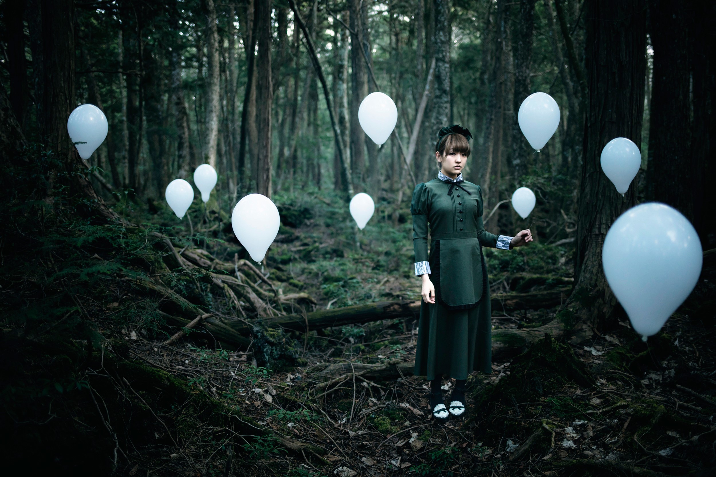 The Soul Taker in a Forest with Balloons HD Wallpaper