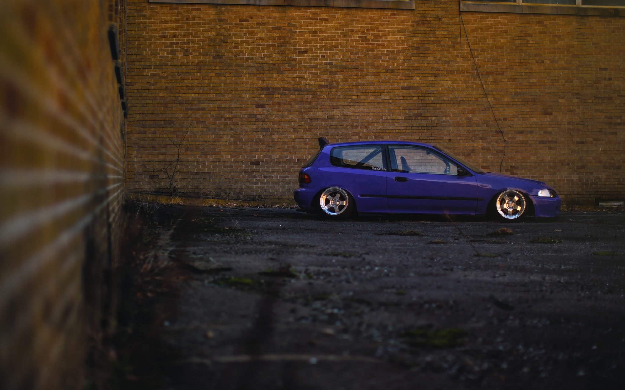 Purple Honda Civic Stance Car HD Wallpaper
