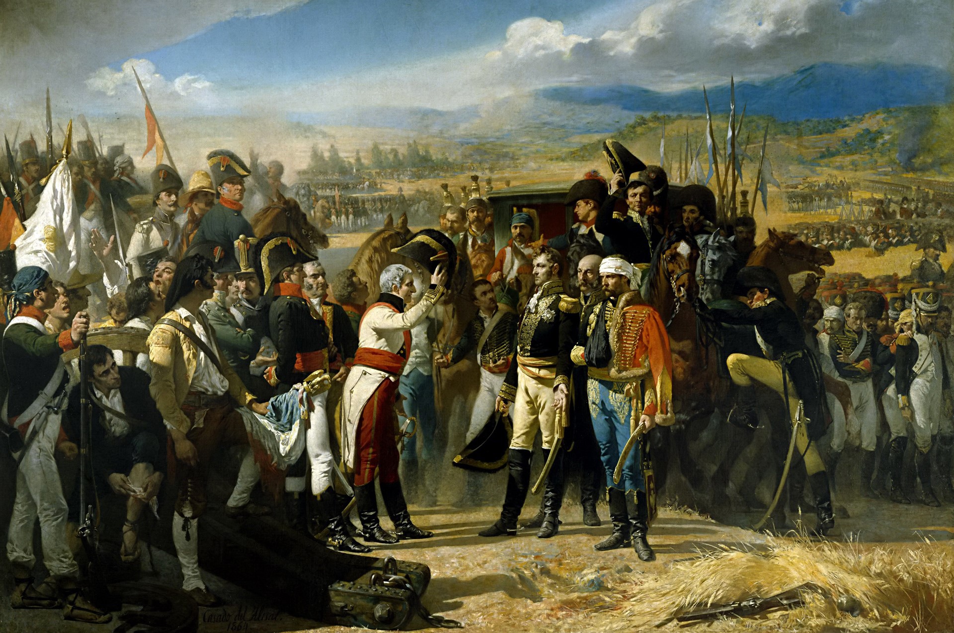 The Meeting of Napoleon and Wellington by Jose Casado del Alisal HD Wallpaper