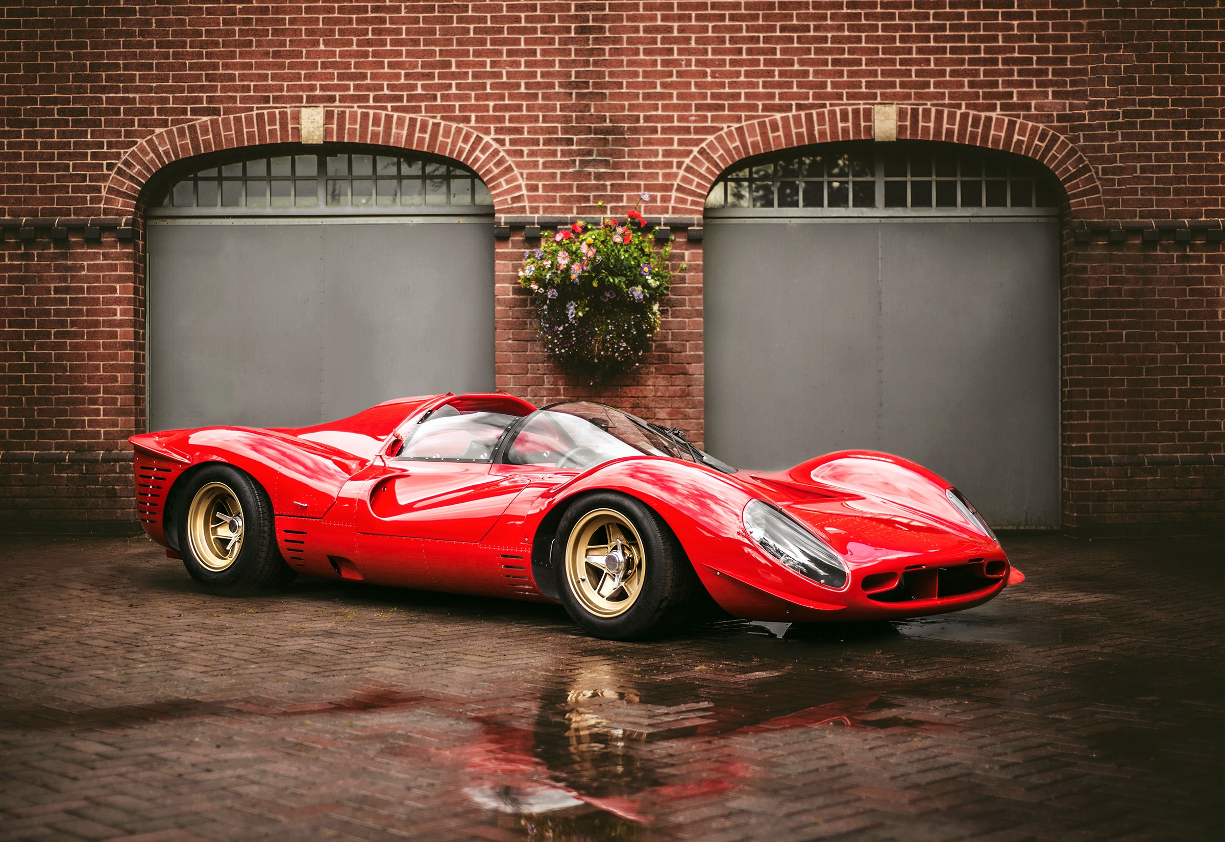 Red 1967 Ferrari 330 P4 HD Wallpaper