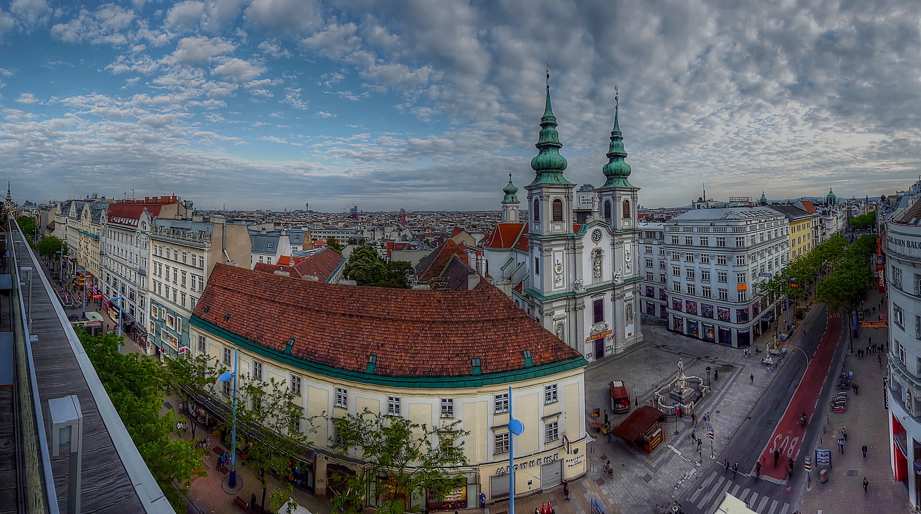 Mariahilf Church and cityscape in Vienna, Austria HD Wallpaper