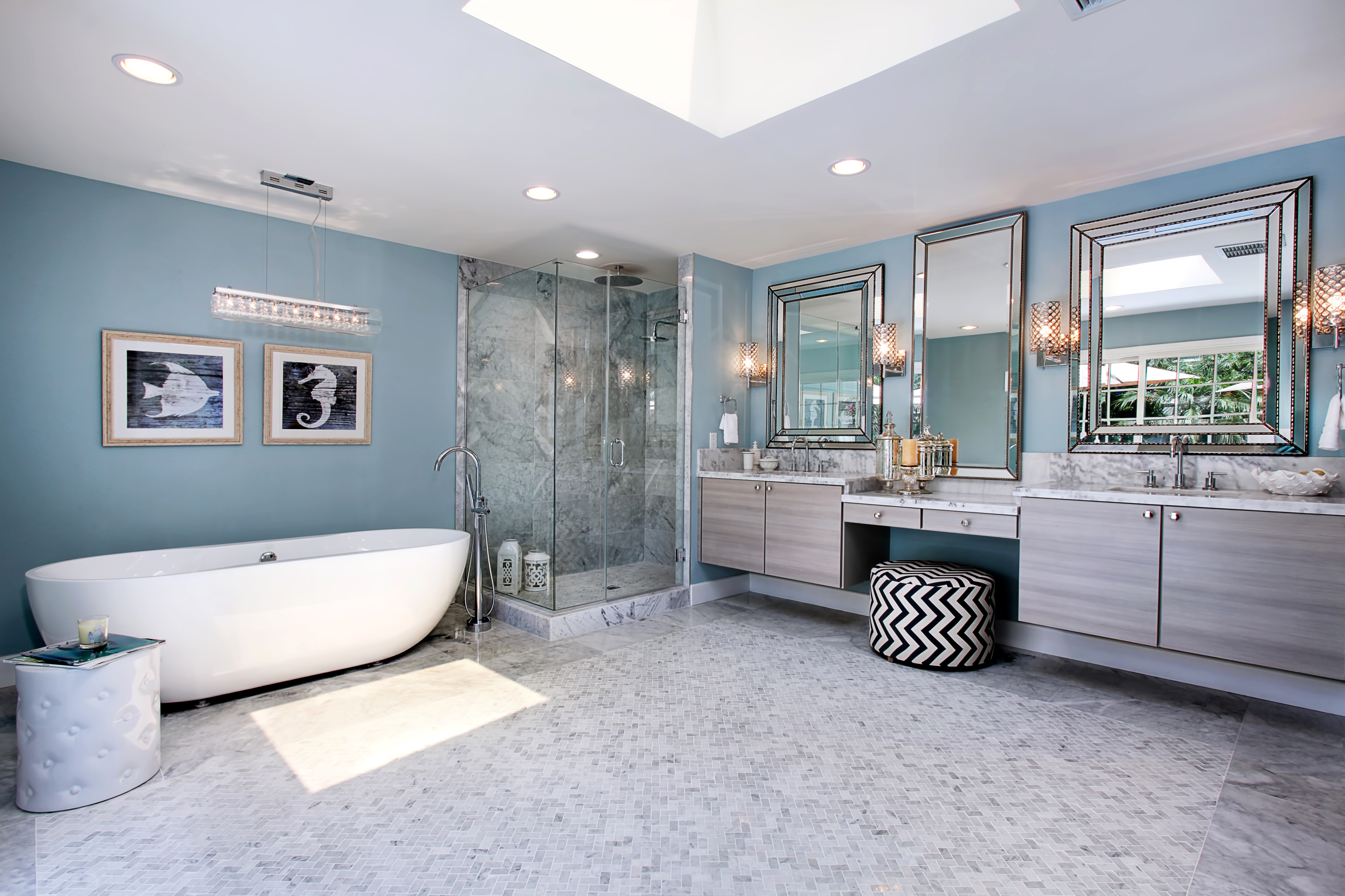 Bathroom Interior Design with Bathtub and Shower HD Wallpaper