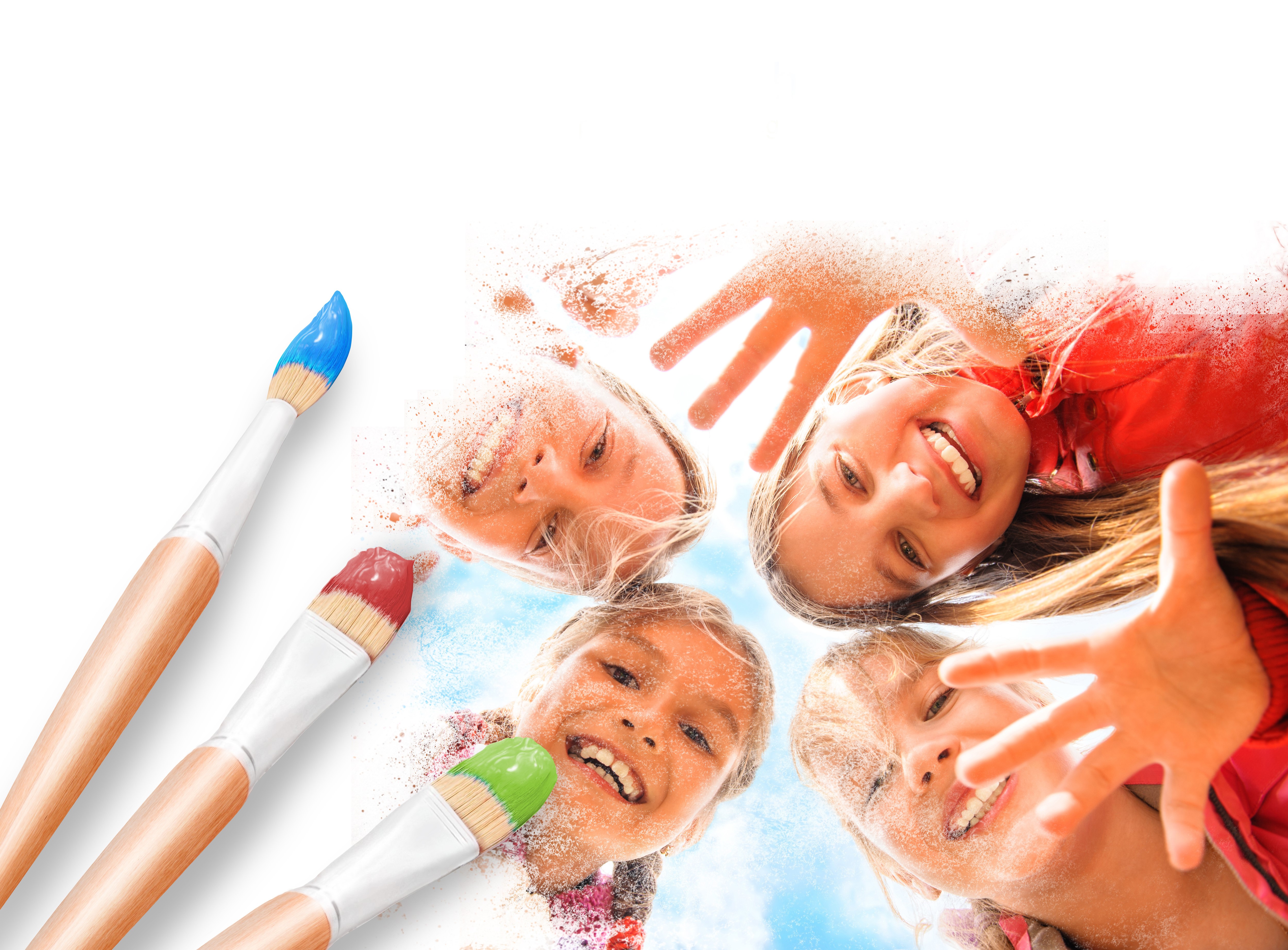 Children with Paint Brushes HD Wallpaper