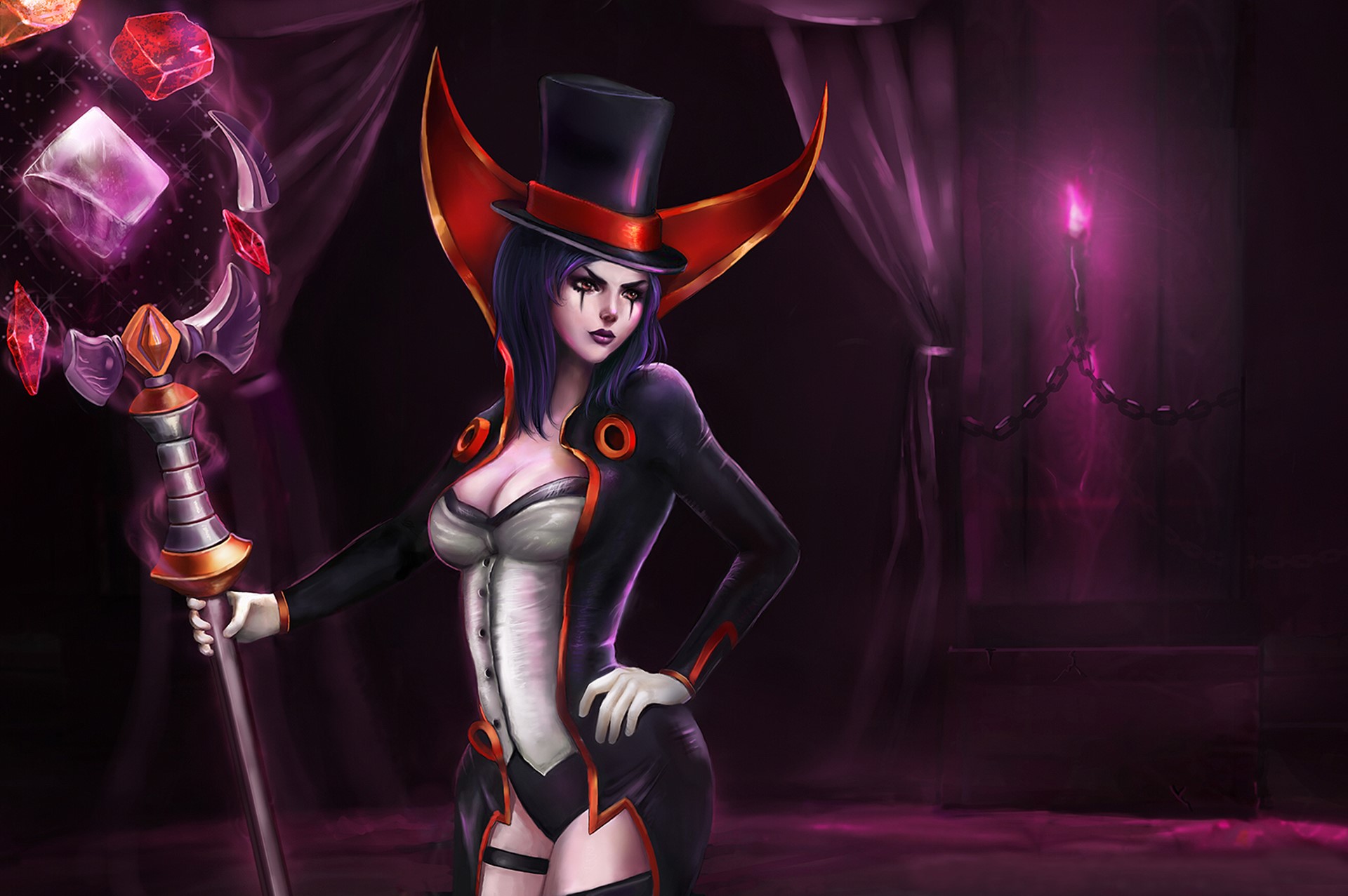 LeBlanc from League of Legends with Mage Staff HD Wallpaper