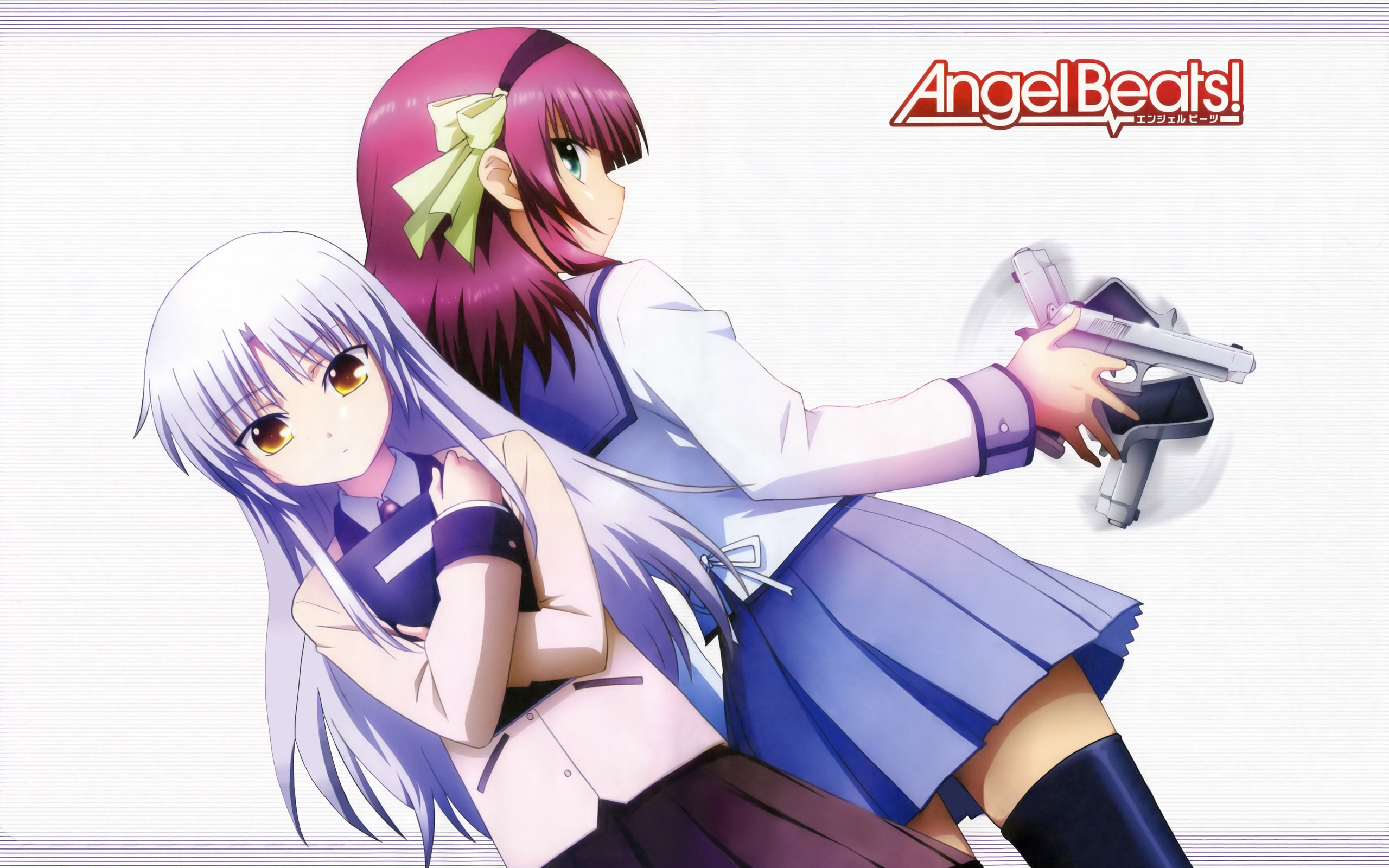 Yusa and Yui from Angel Beats! with guns HD Wallpaper
