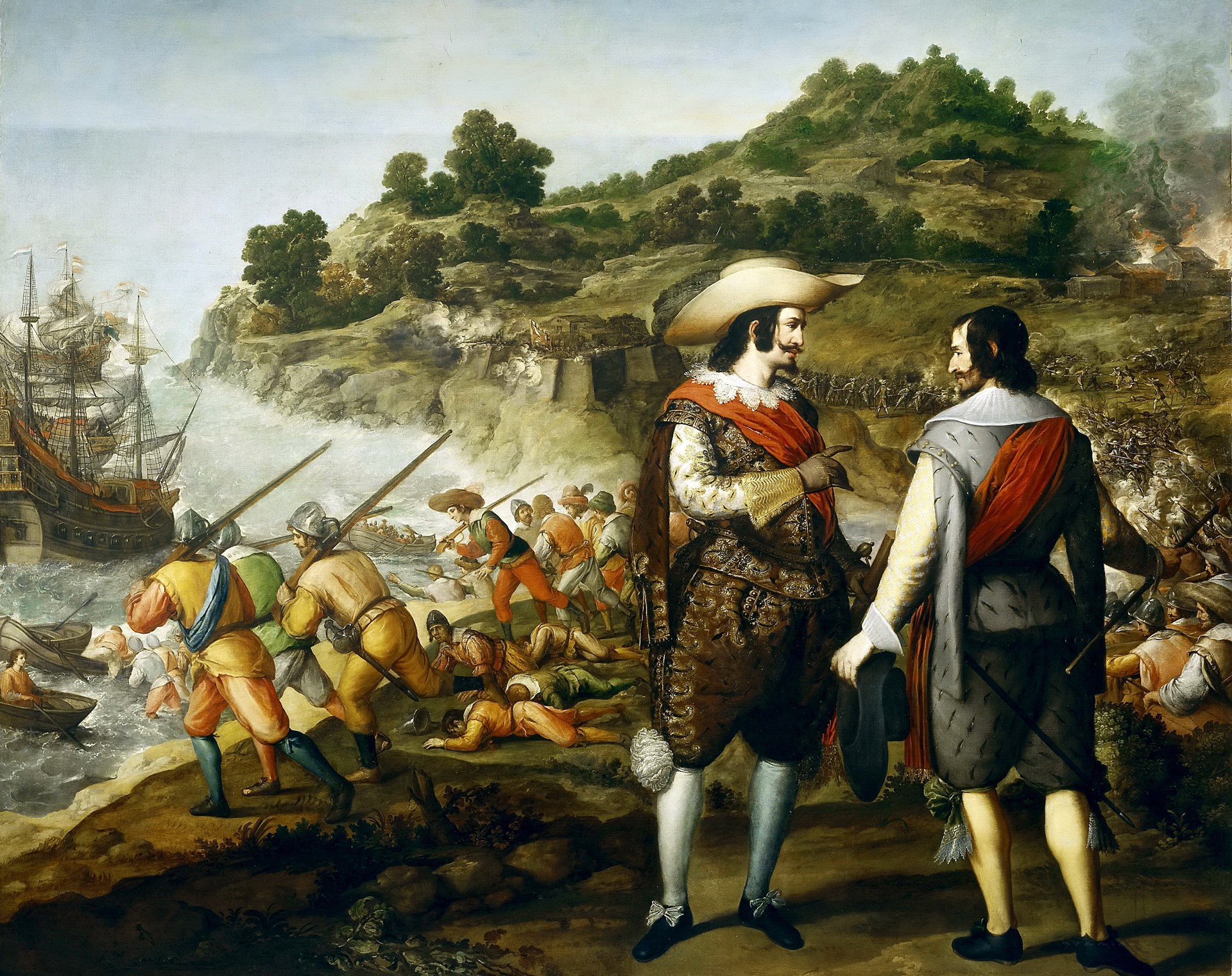 Eugenio Caxes painting of a battle scene HD Wallpaper