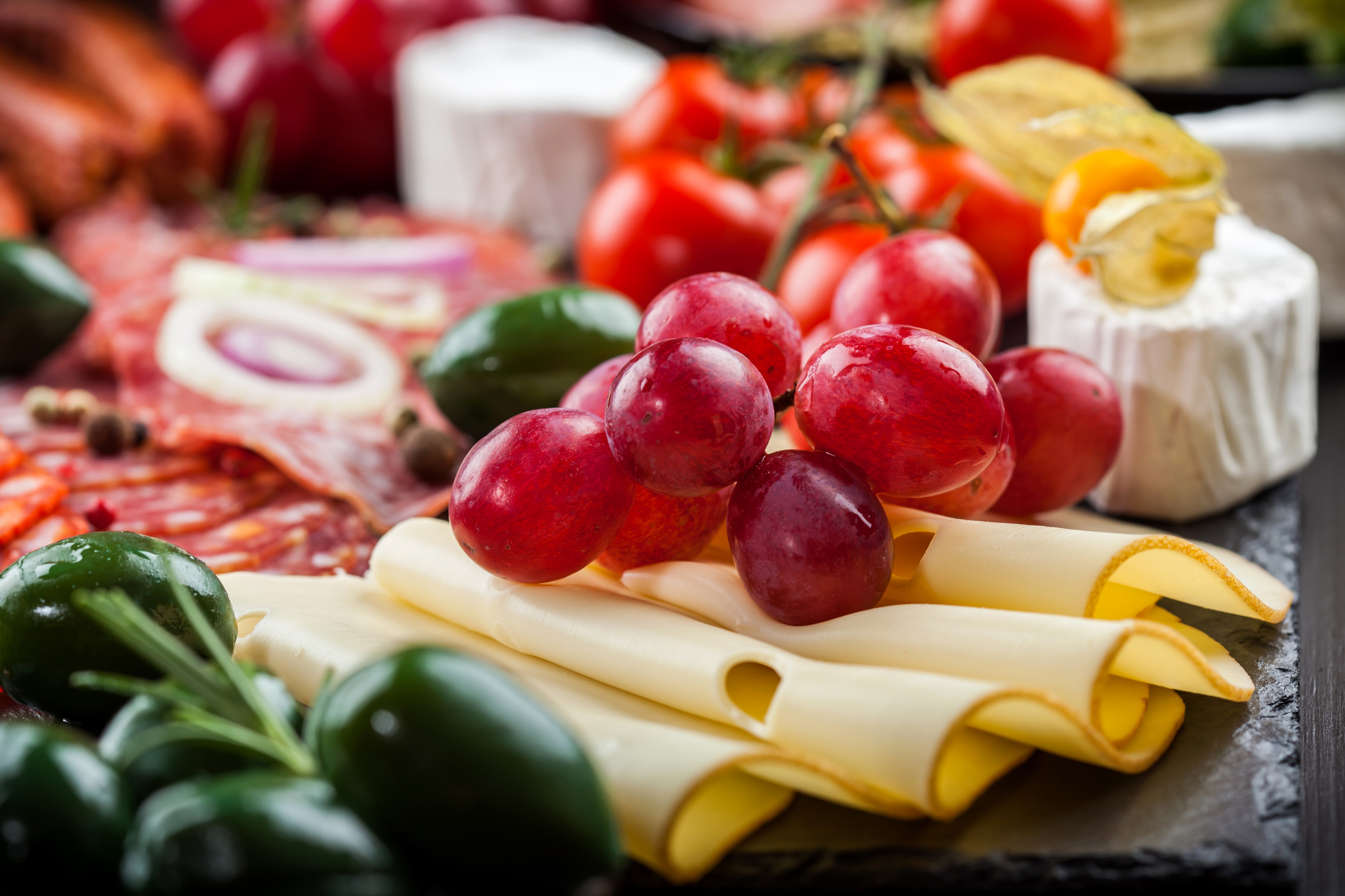 Cheese, Grapes, and Charcuterie Board HD Wallpaper